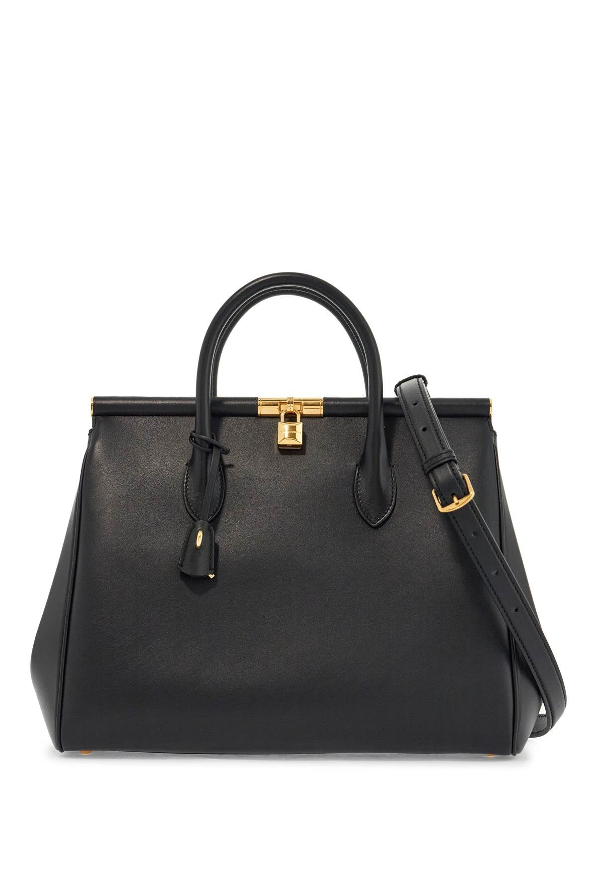 Dolce & Gabbana black calfskin top handle bag with classic and structured shoulder strap image 0