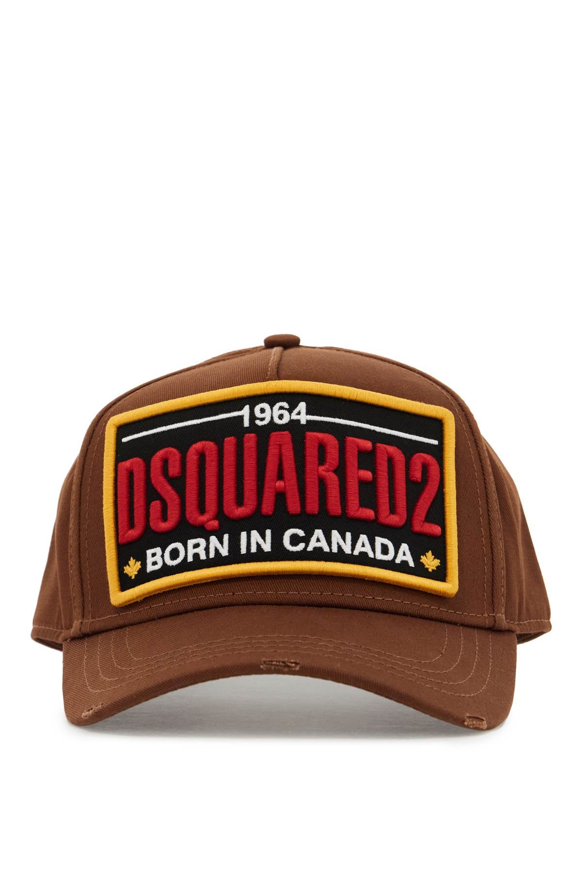 DSQUARED2 Distressed Cotton Baseball Cap with Logo Patch image 0