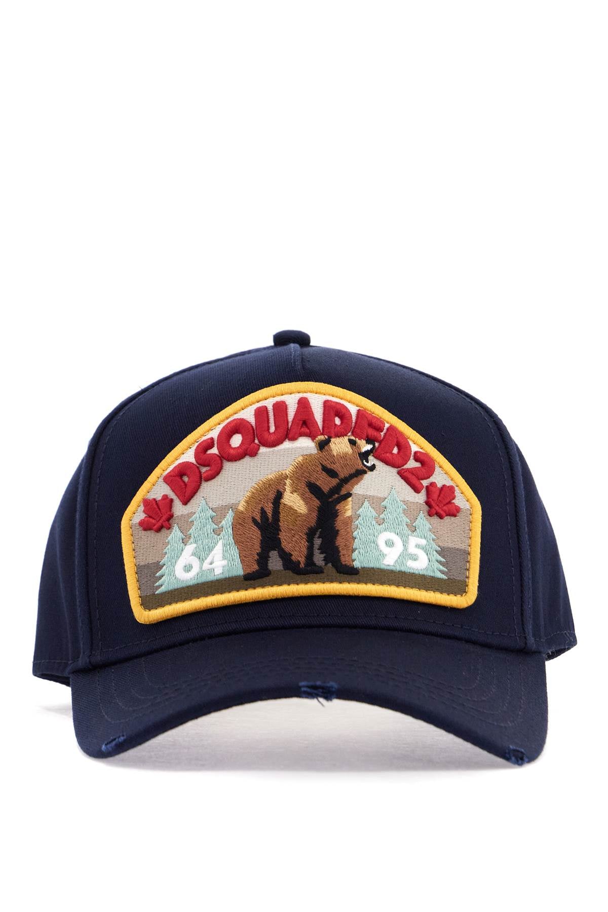 Dsquared2 navy blue cotton adjustable baseball cap with embroidered patch image 0