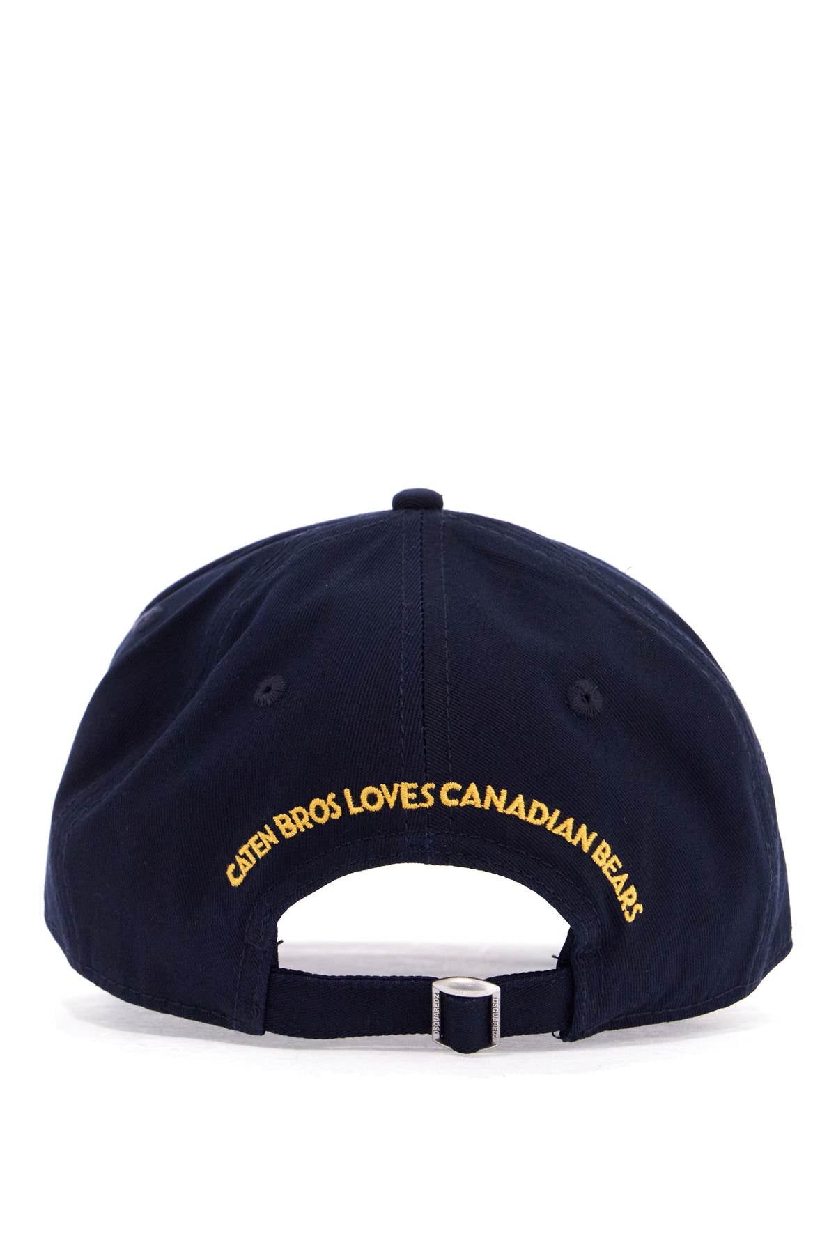 Dsquared2 navy blue cotton adjustable baseball cap with embroidered patch image 1