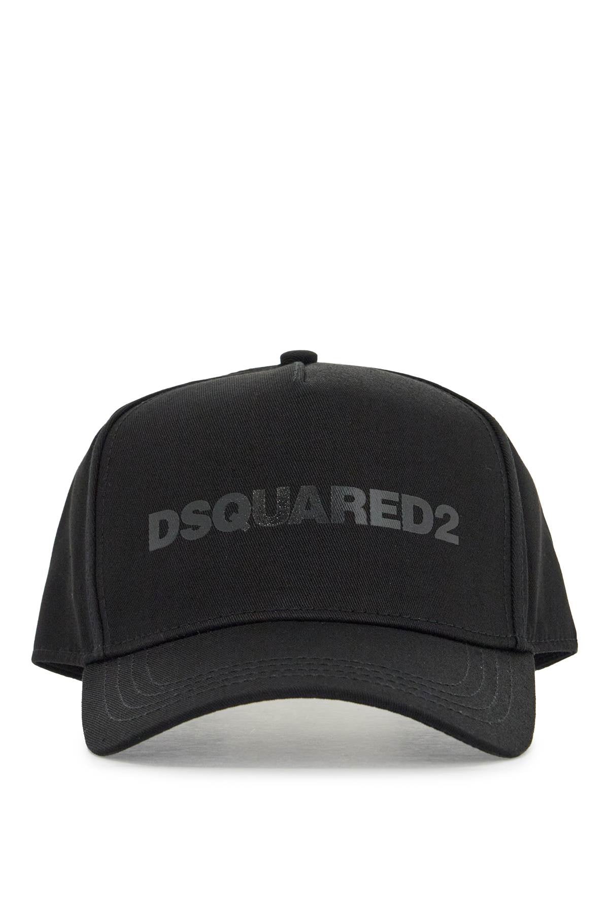 Dsquared2 cappello da baseball nero con logo grigio e visiera curvata image 0