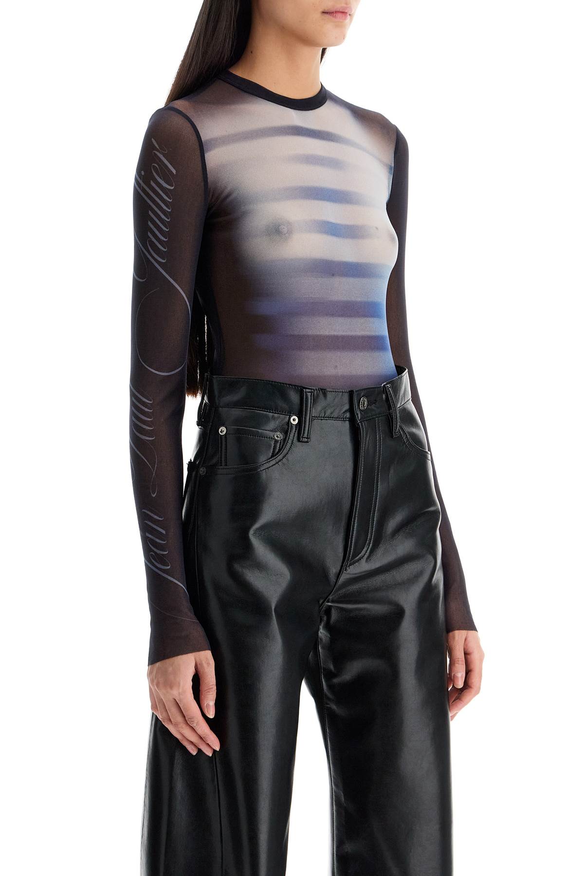 Jean Paul Gaultier Printed Mesh Long-Sleeve Bodysuit image 1