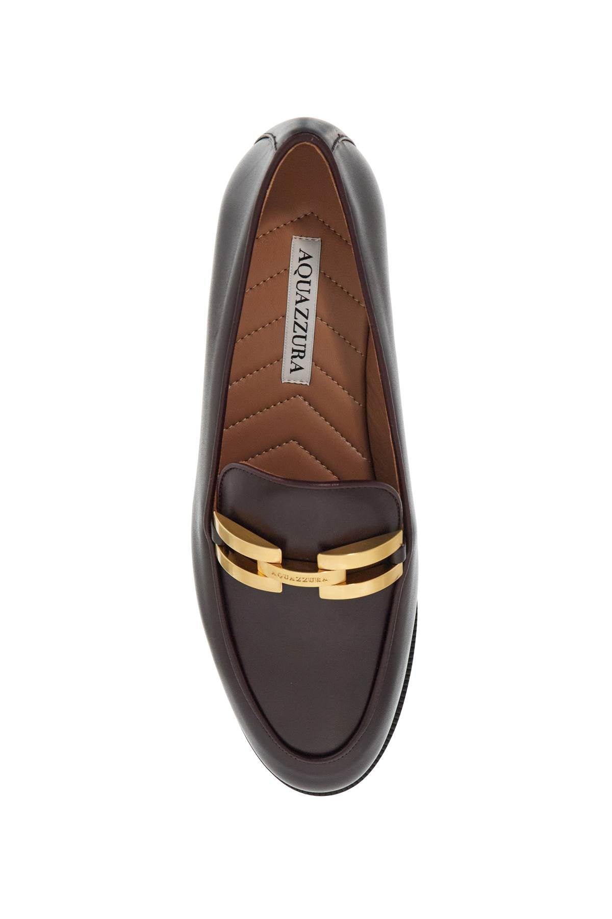 Aquazzura Brandi Leather Loafers with Chain Detail image 1