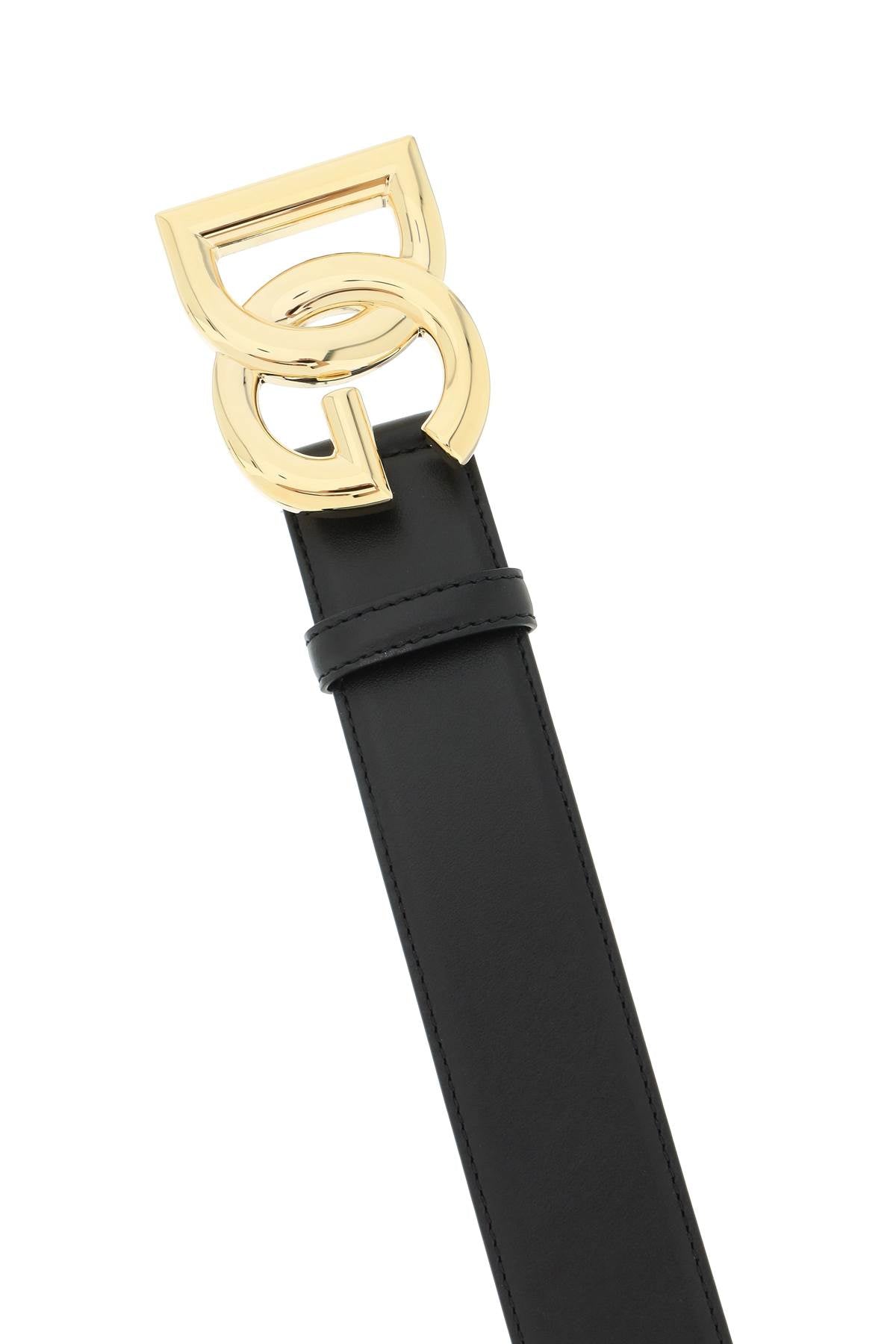 Dolce & Gabbana Leather Belt with Logo Buckle image 2