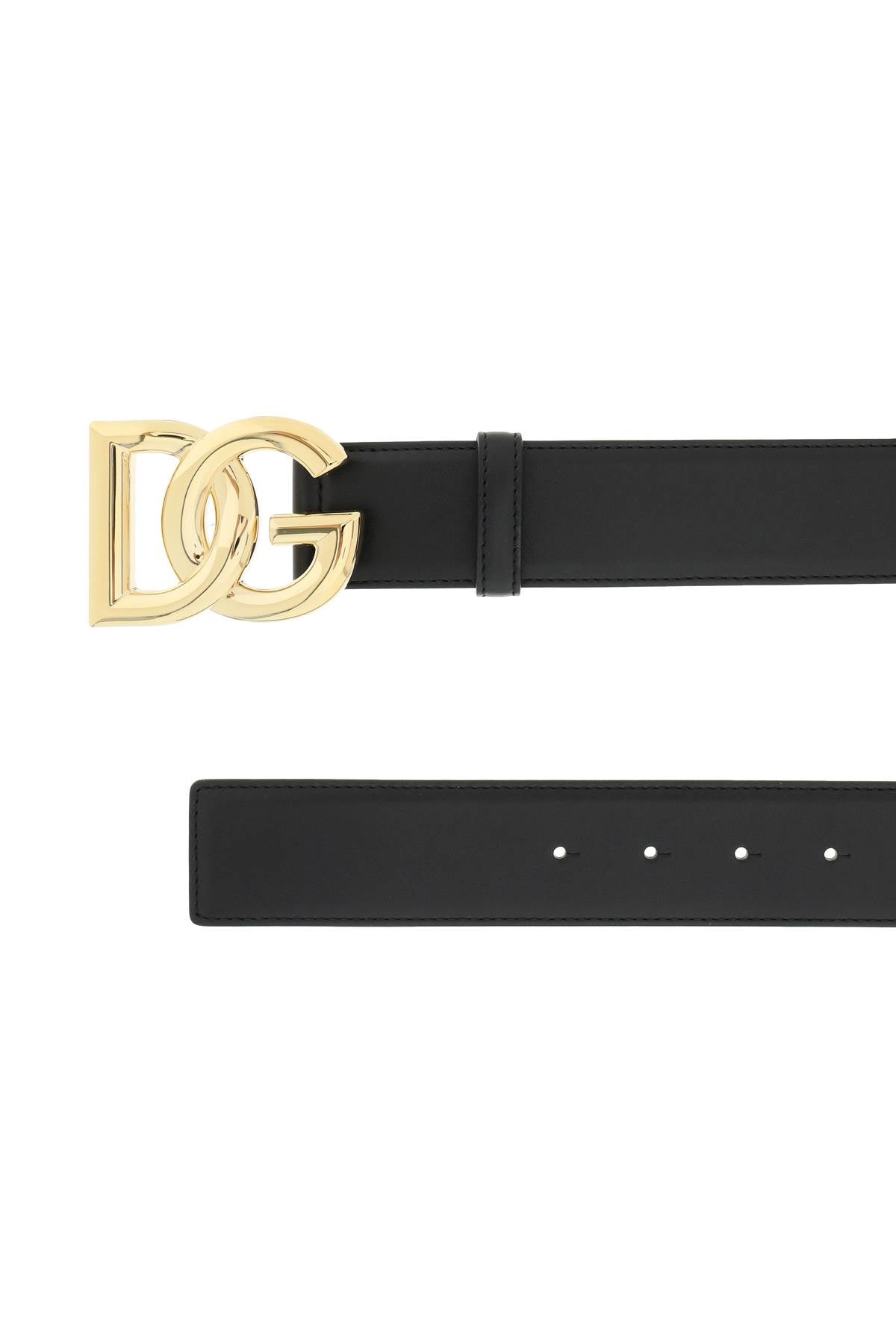 Dolce & Gabbana Leather Belt with Logo Buckle image 1