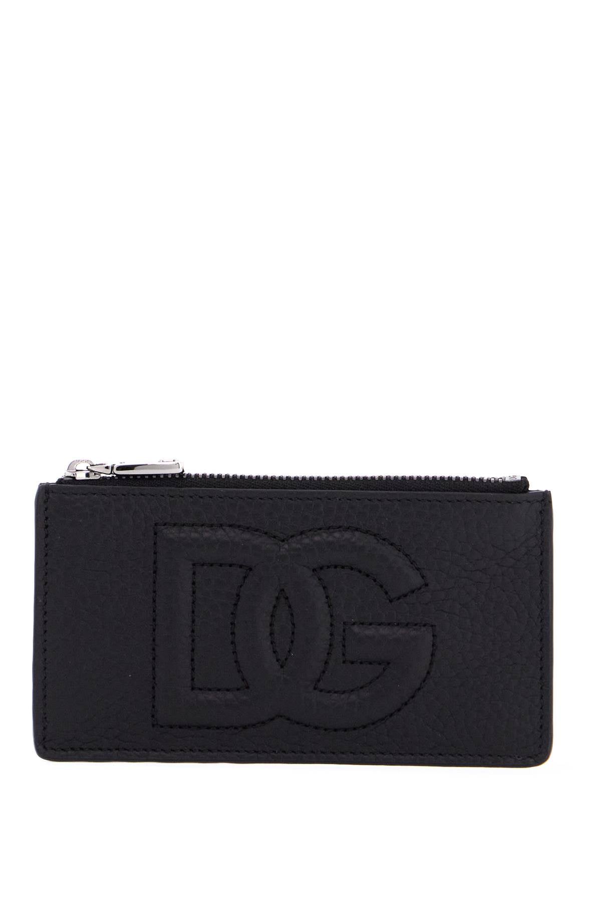 Dolce & Gabbana Embossed Logo Hammered Leather Card Holder Wallet image 0