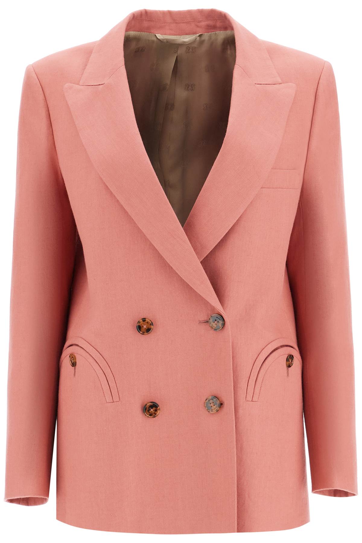 Blaze Milano coral linen single-breasted blazer with turtle style buttons image 0