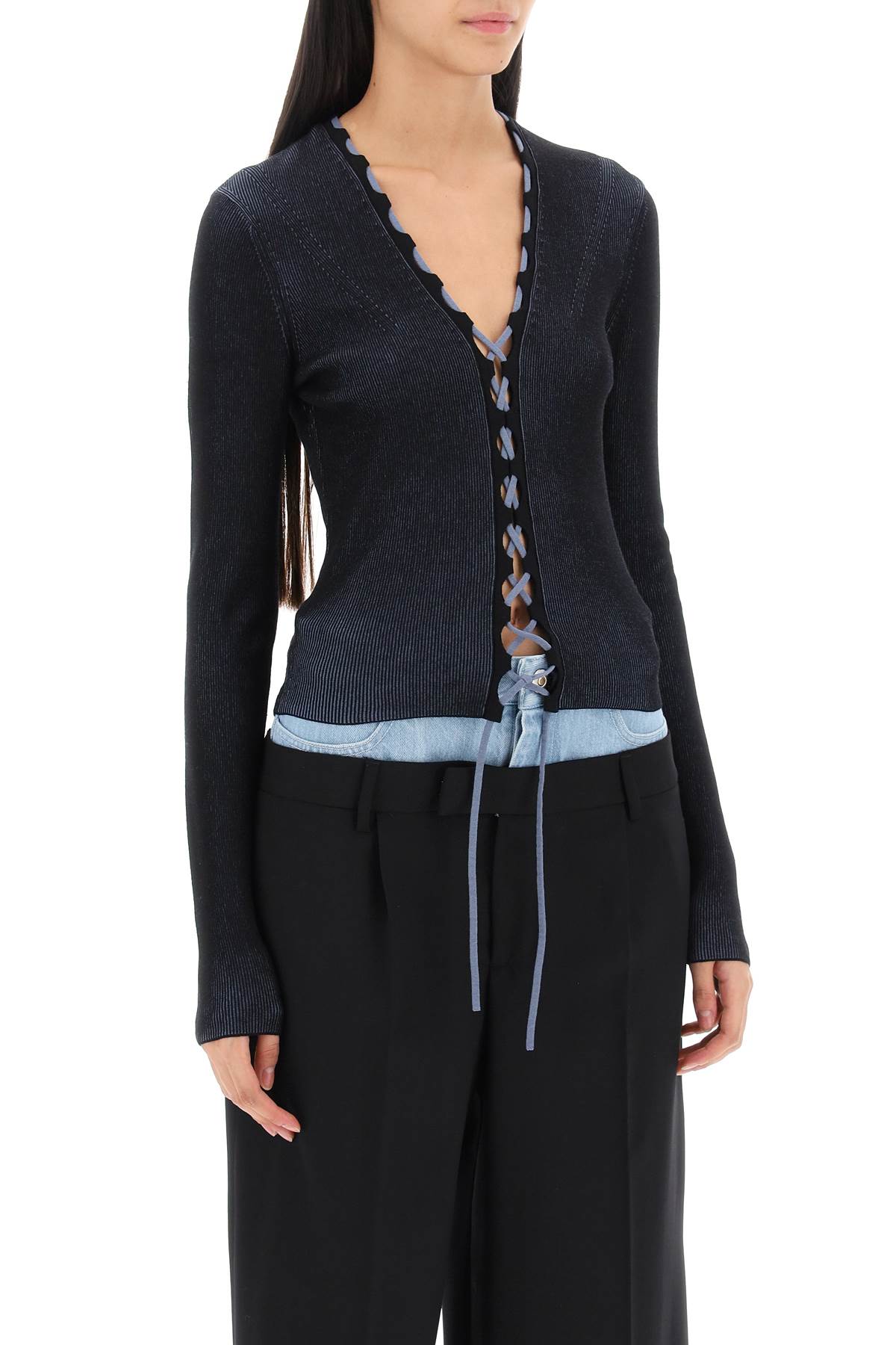 Dion Lee two-tone lace-up cardigan image 1