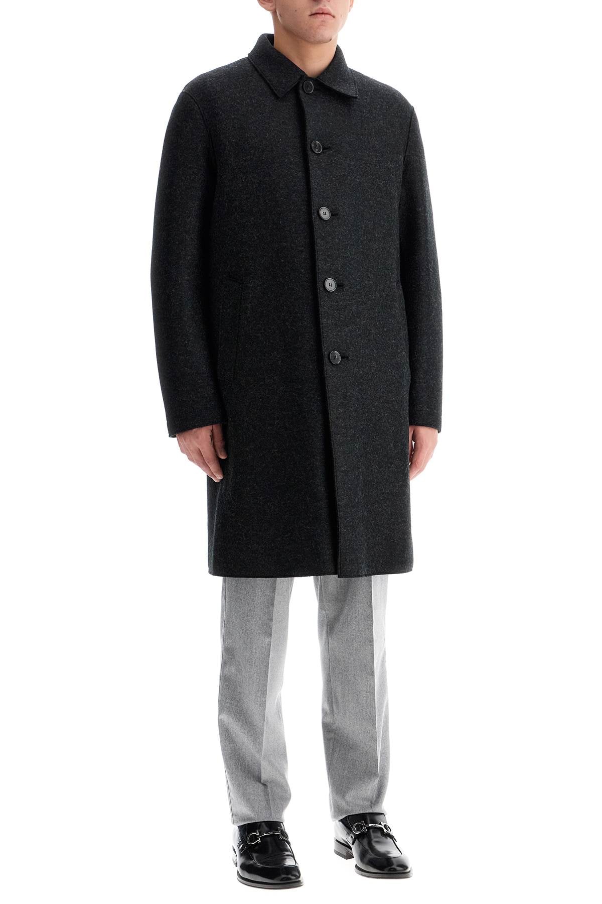 Harris Wharf London single-breasted pressed wool coat image 1