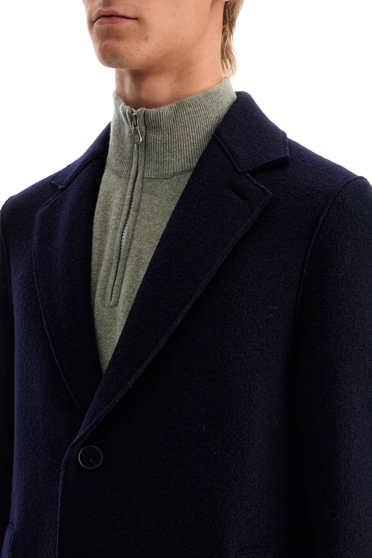 Harris Wharf London single-breasted wool coat in boiled image 3