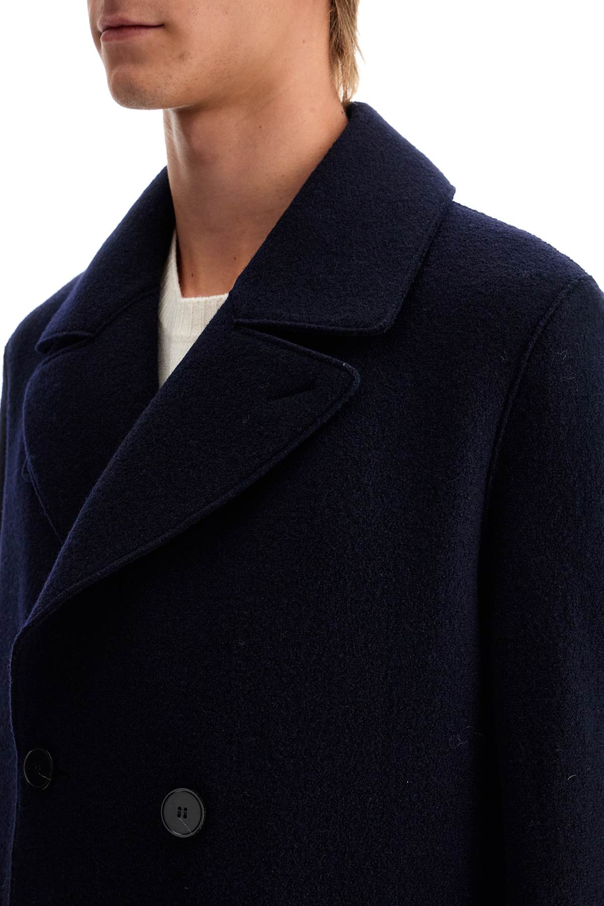 Harris Wharf London double-breasted wool coat in boiled image 3