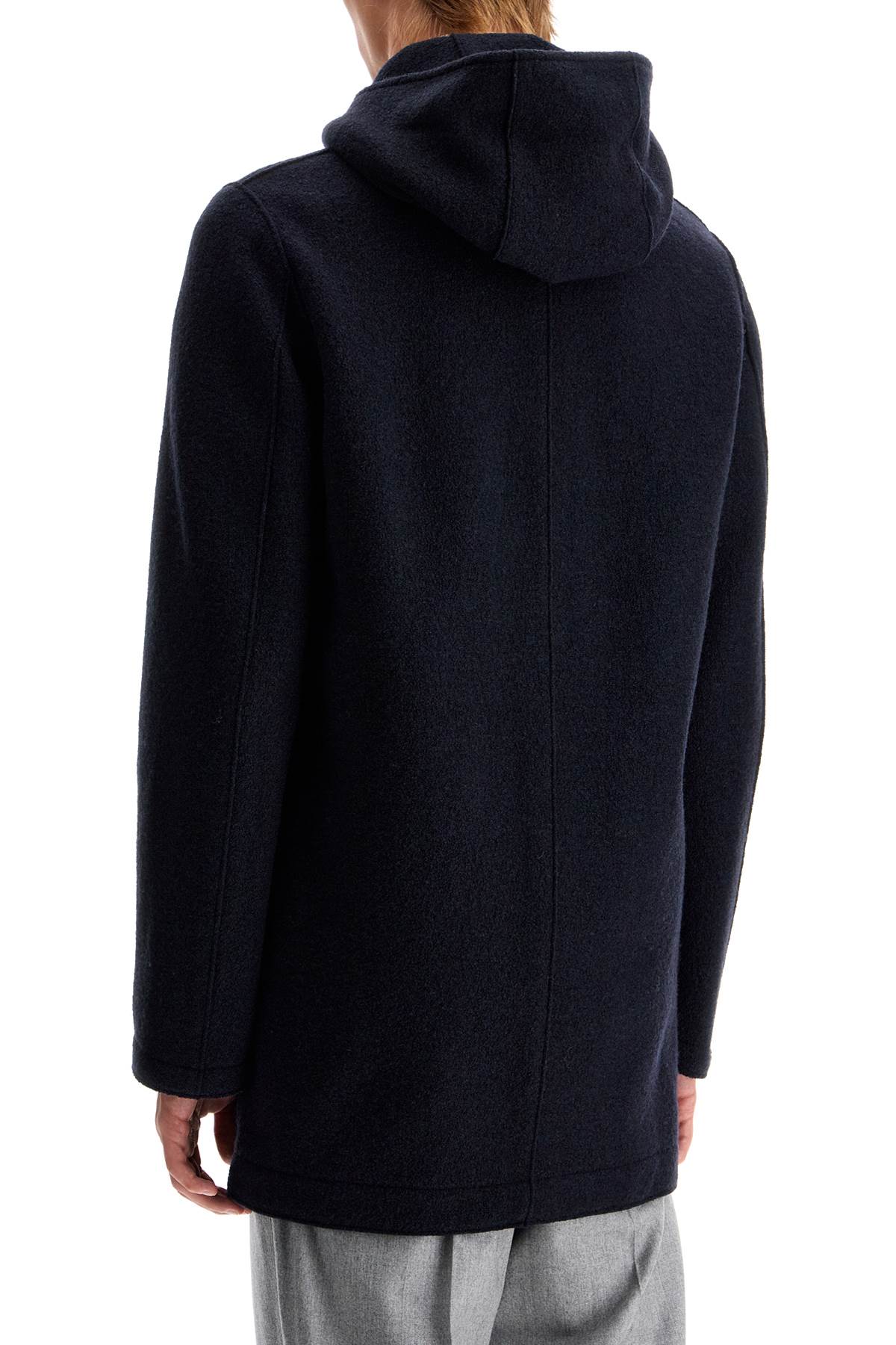 Harris Wharf London hooded wool coat in boiled wool image 2