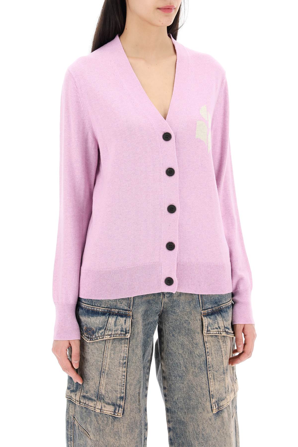 Isabel Marant ETOILE karin cardigan with logo intarsia image 1