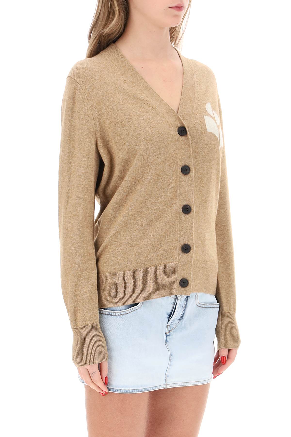 Isabel Marant Etoile karin cardigan with logo intarsia image 1