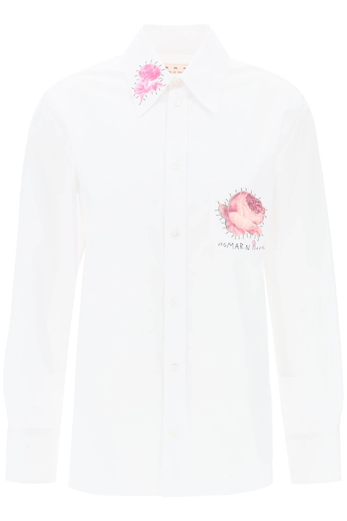 Marni Organic Cotton Poplin Shirt with Flower Print Patch image 0