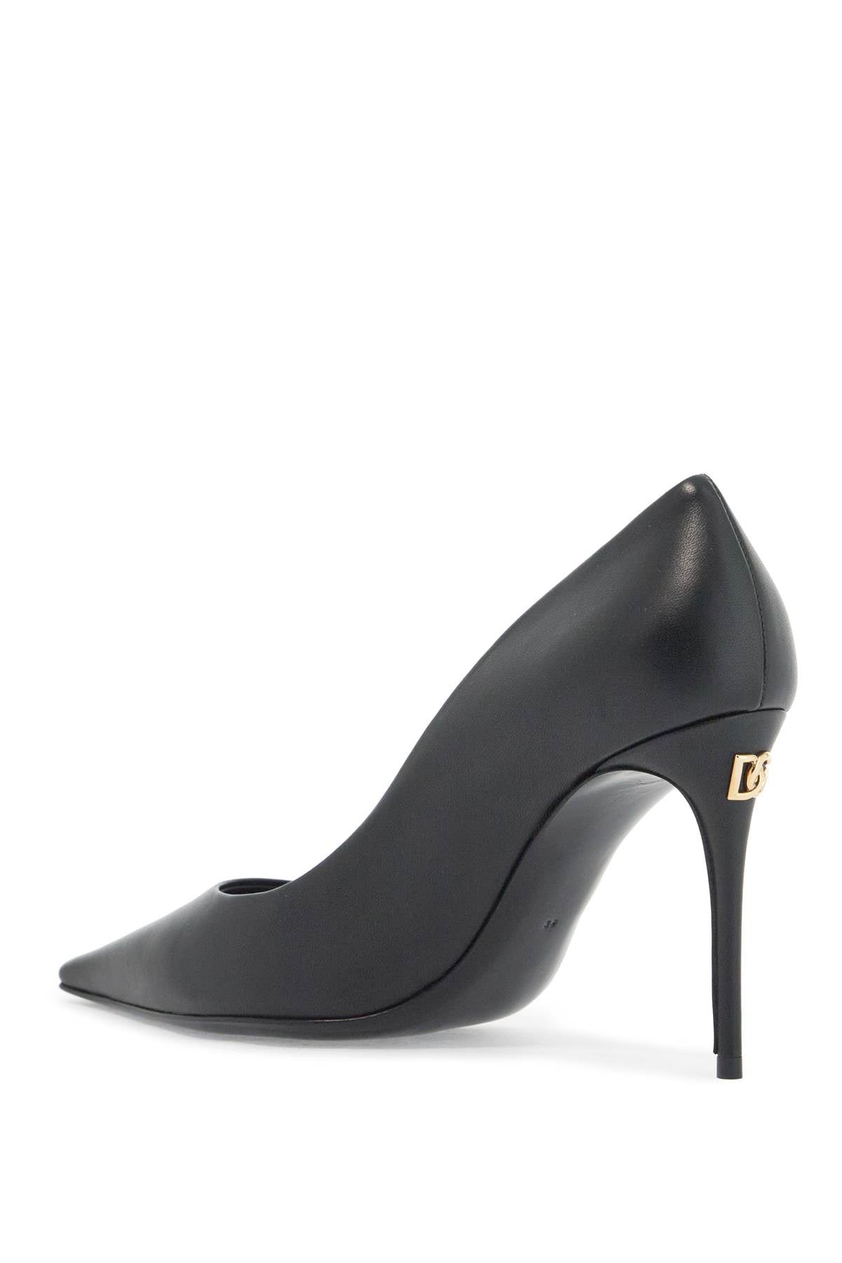 Dolce & Gabbana Nappa Leather Pointed Toe Pumps with DG Logo Heel image 2