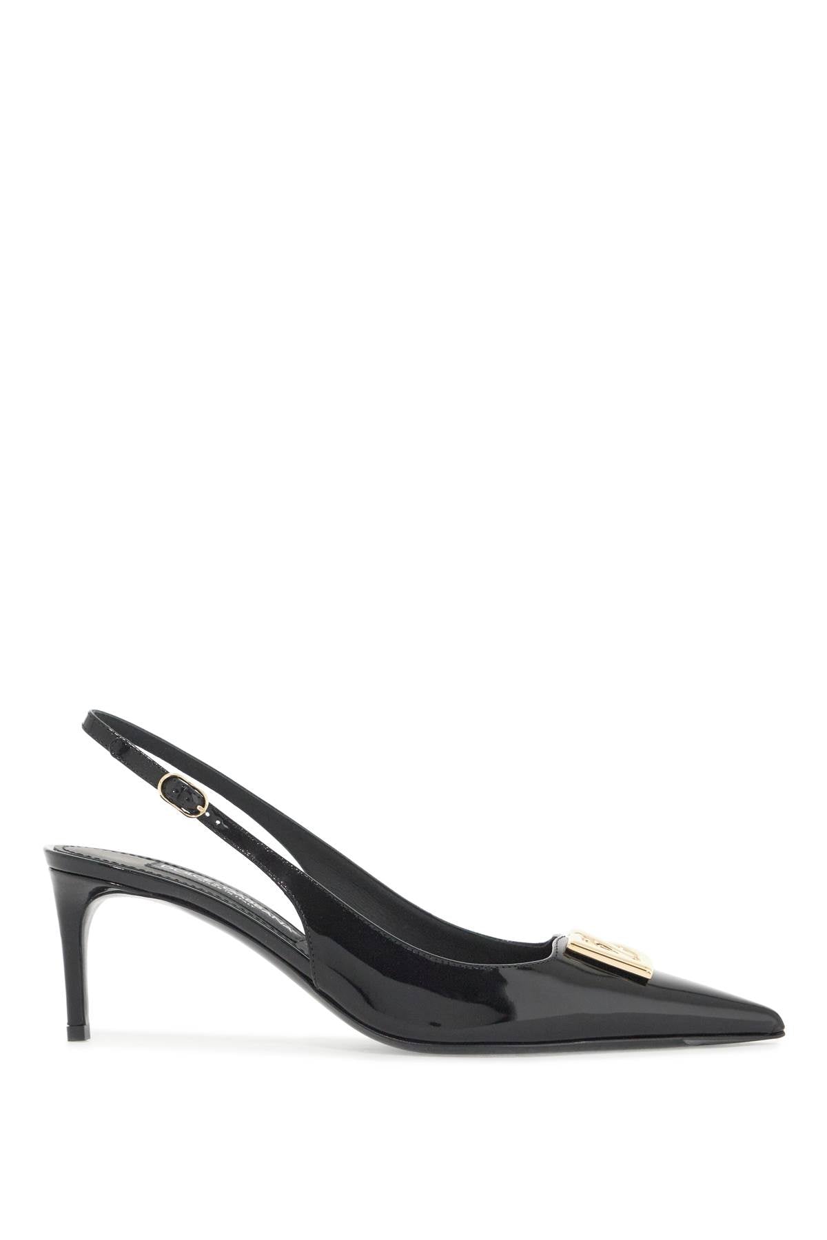 Dolce & Gabbana Glossy Leather Slingback Pumps with DG Logo image 0