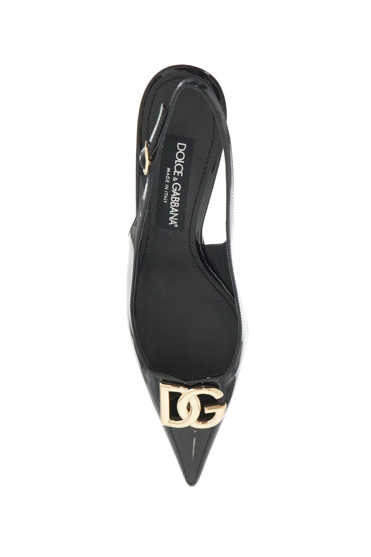 Dolce & Gabbana Glossy Leather Slingback Pumps with DG Logo image 1