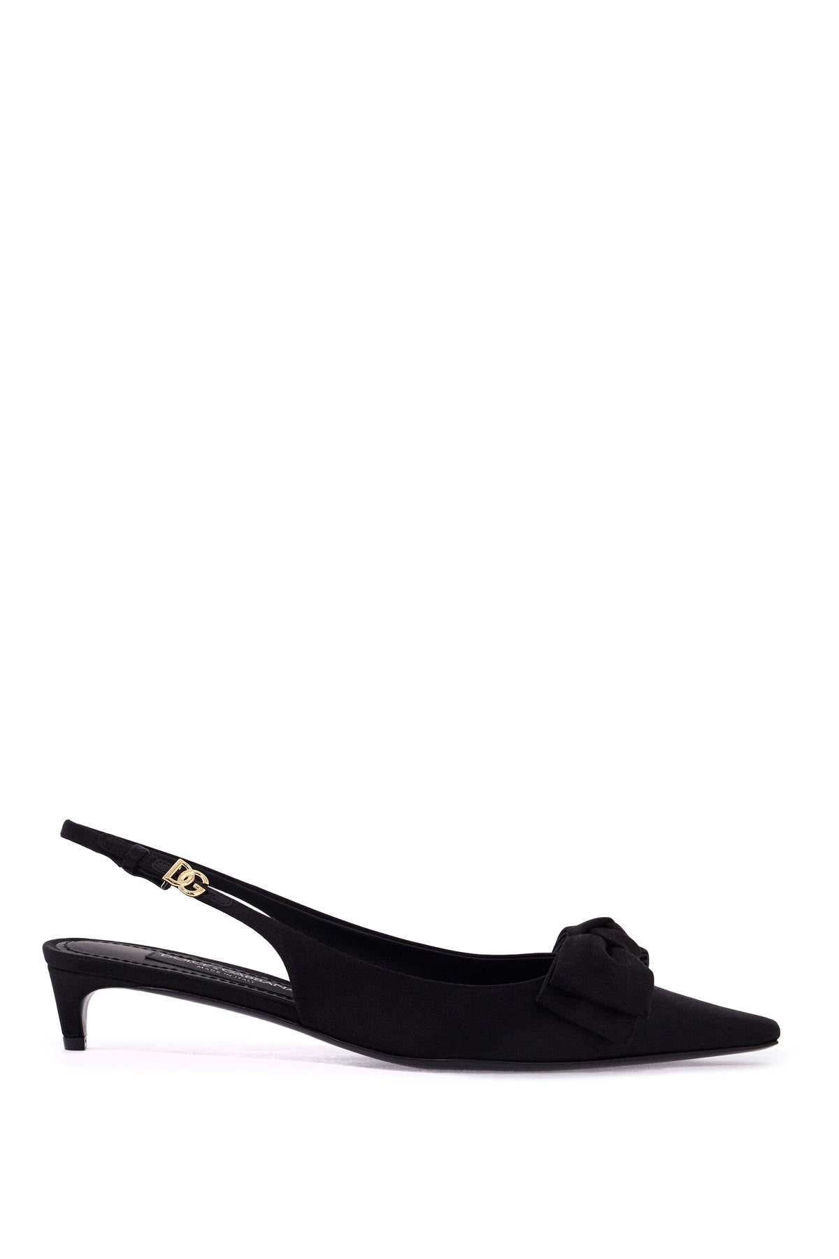 Dolce & Gabbana Silk Satin Slingback Pumps with Bow Appliqué image 0