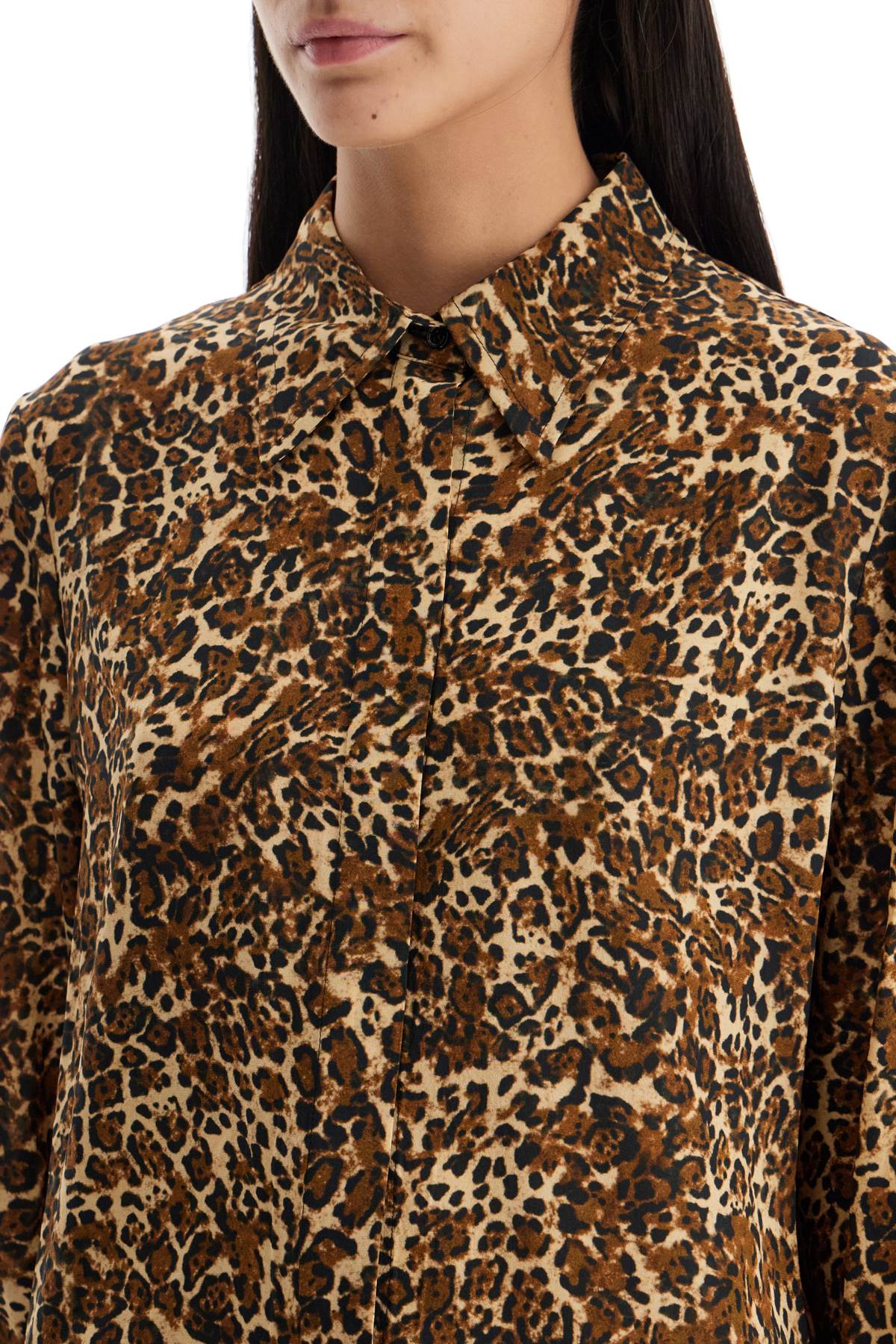 Isabel Marant Teysa Silk Leopard Print Long Sleeve Shirt image 3