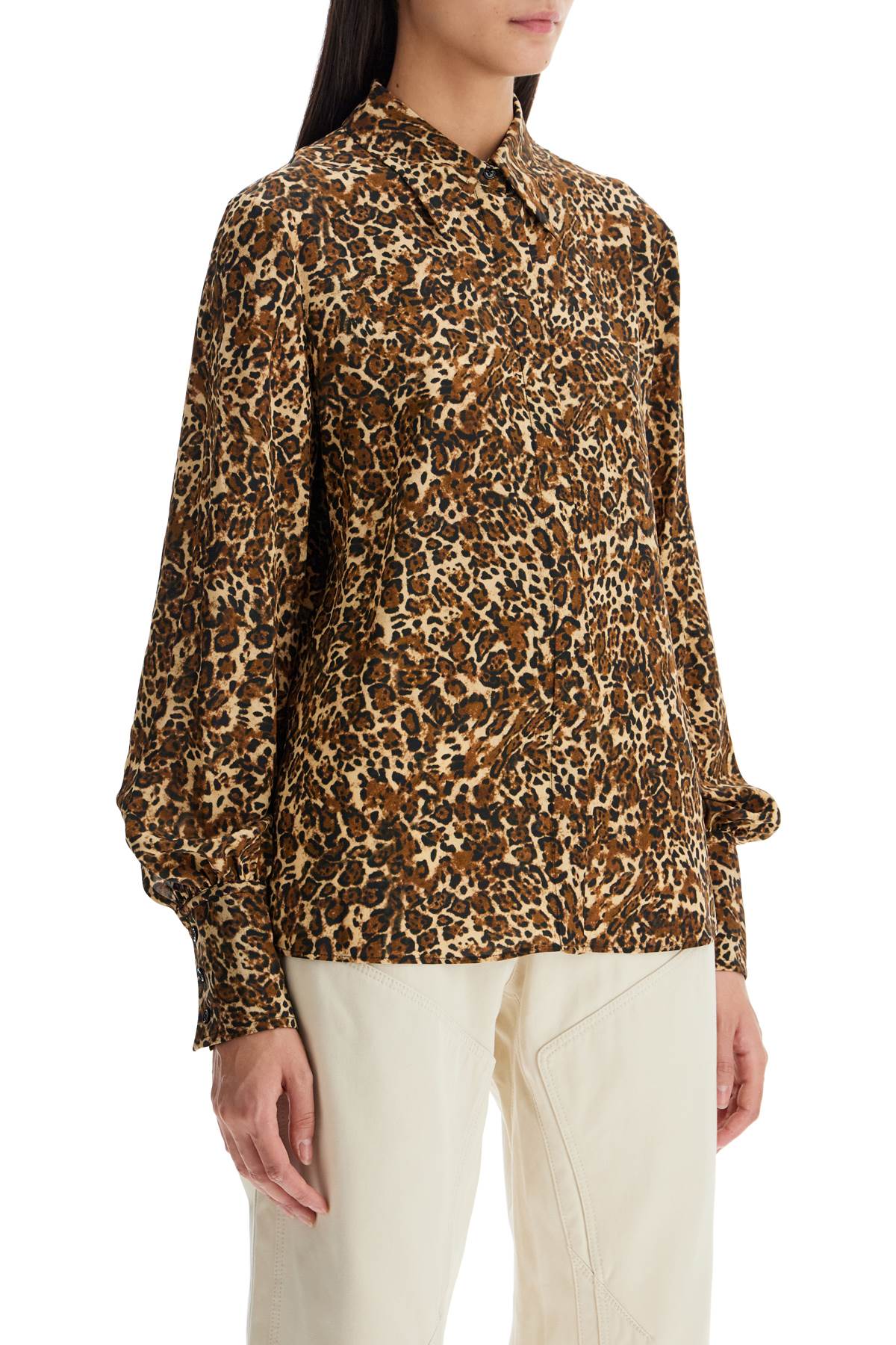 Isabel Marant Teysa Silk Leopard Print Long Sleeve Shirt image 1