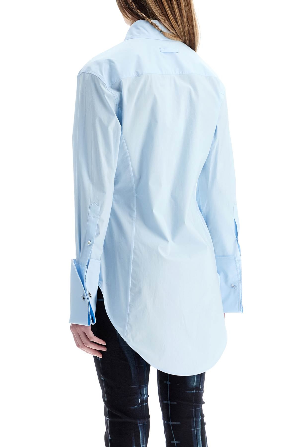 JEAN PAUL GAULTIER light blue cotton shirt with underboob print image 2