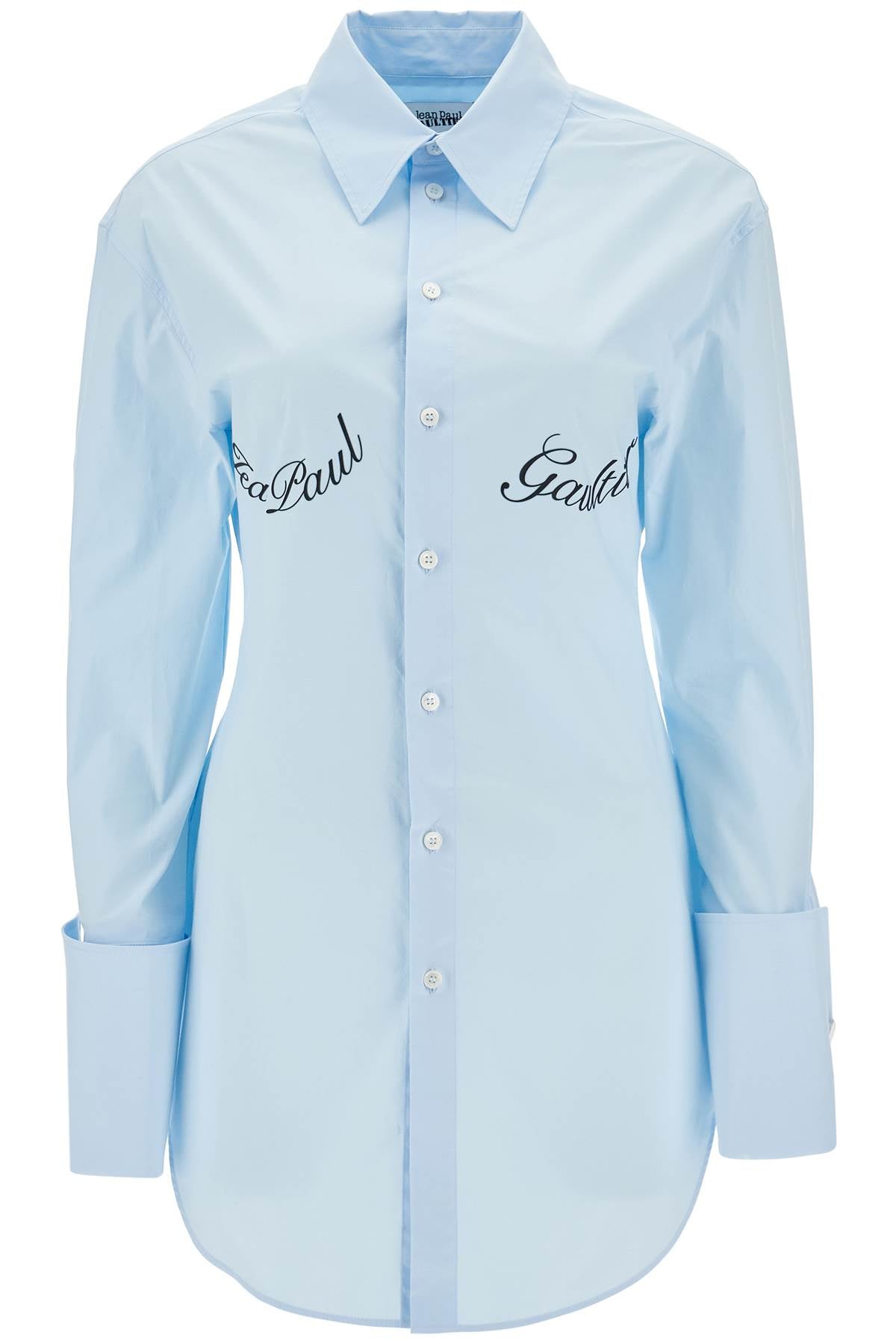 JEAN PAUL GAULTIER light blue cotton shirt with underboob print image 0