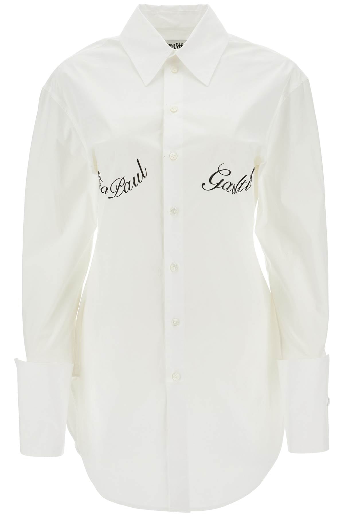 JEAN PAUL GAULTIER white poplin shirt with underboob print image 0