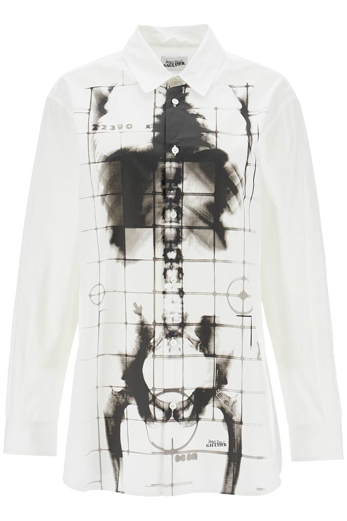 JEAN PAUL GAULTIER white cotton shirt with skeleton print front and back image 0