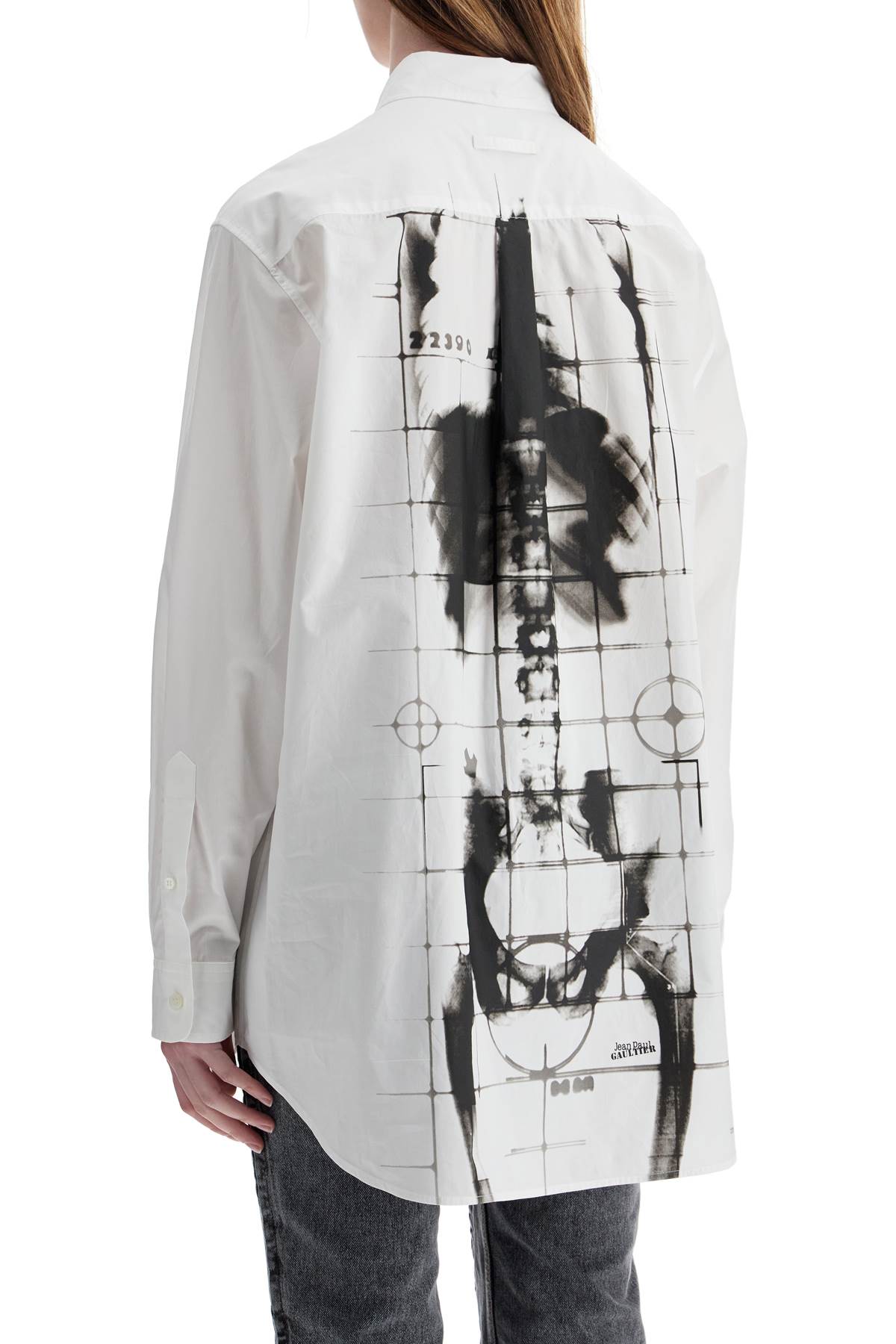 JEAN PAUL GAULTIER white cotton shirt with skeleton print front and back image 2