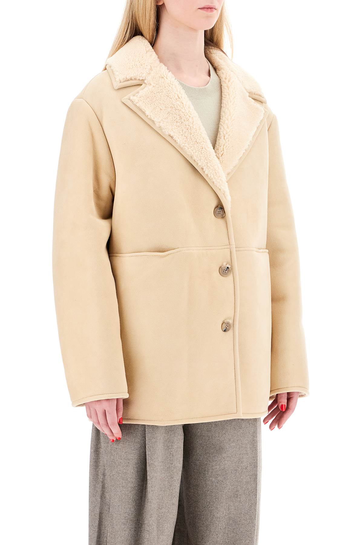 Loulou Studio Shearling Cirebo Coat: Oversized, Single-Breasted Lamb Shearling image 1