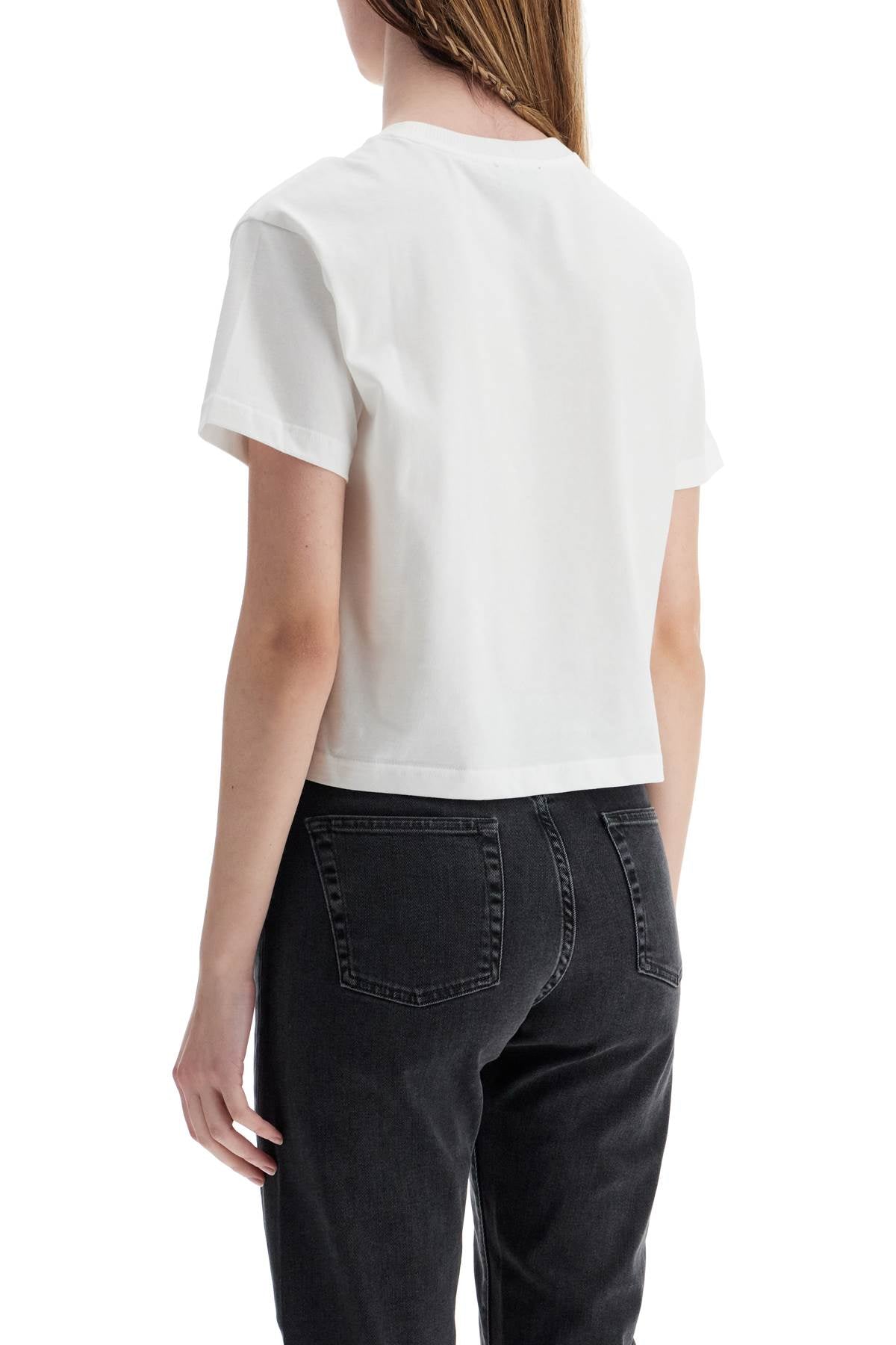 A.P.C. women's organic cotton white boxy cropped t-shirt with micro embroidered logo gots image 2