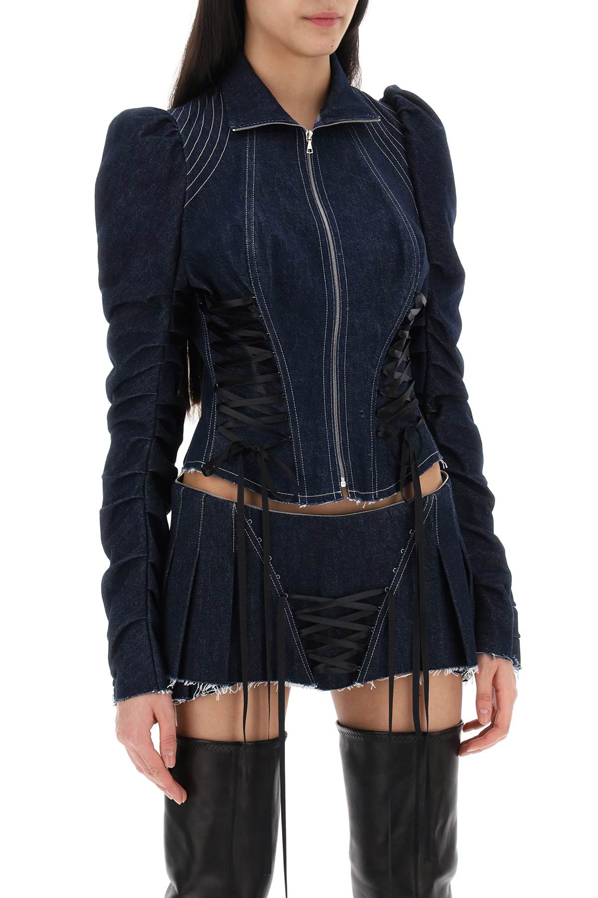 Dilara Findikoglu denim jacket with corset detailing image 1