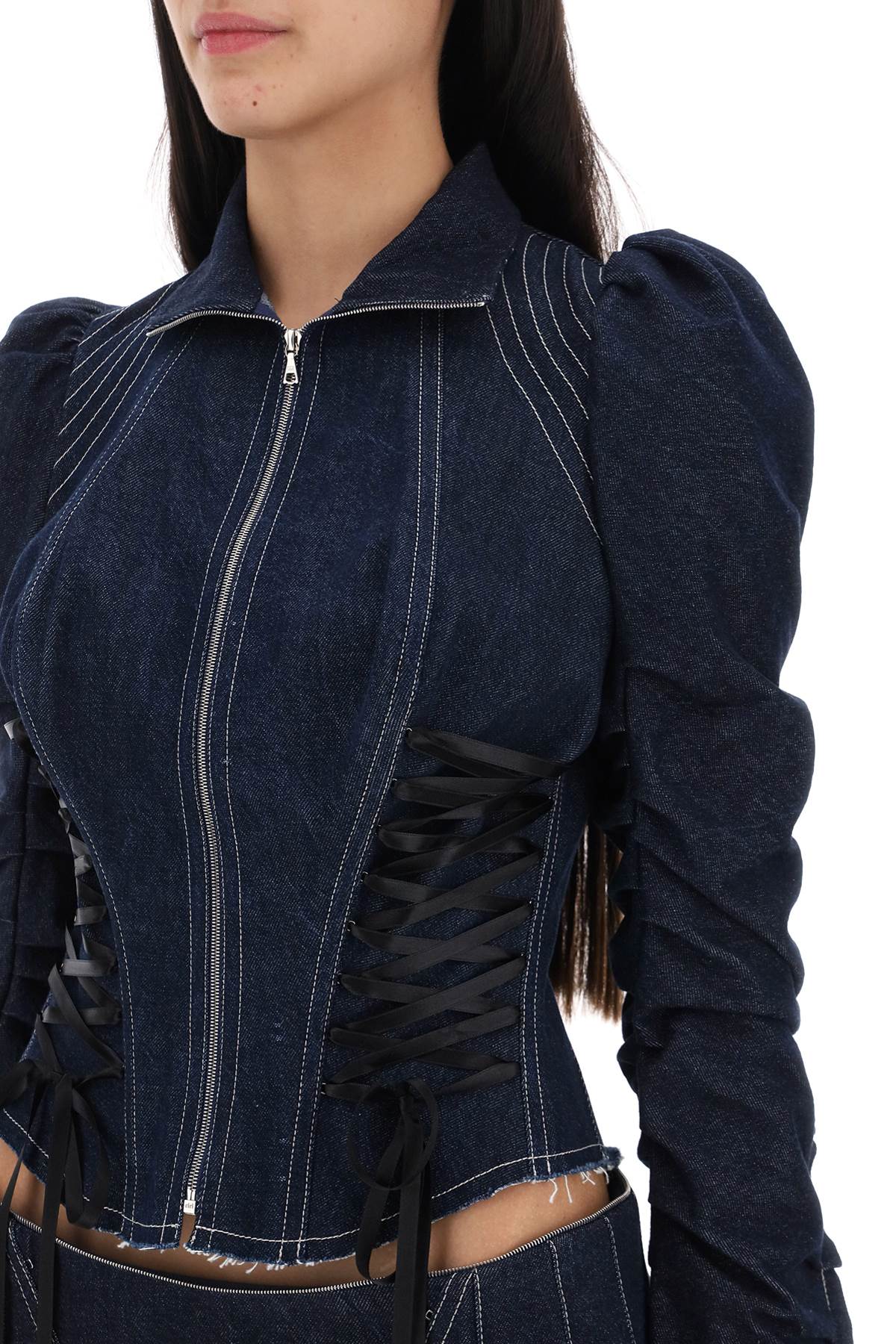 Dilara Findikoglu denim jacket with corset detailing image 3