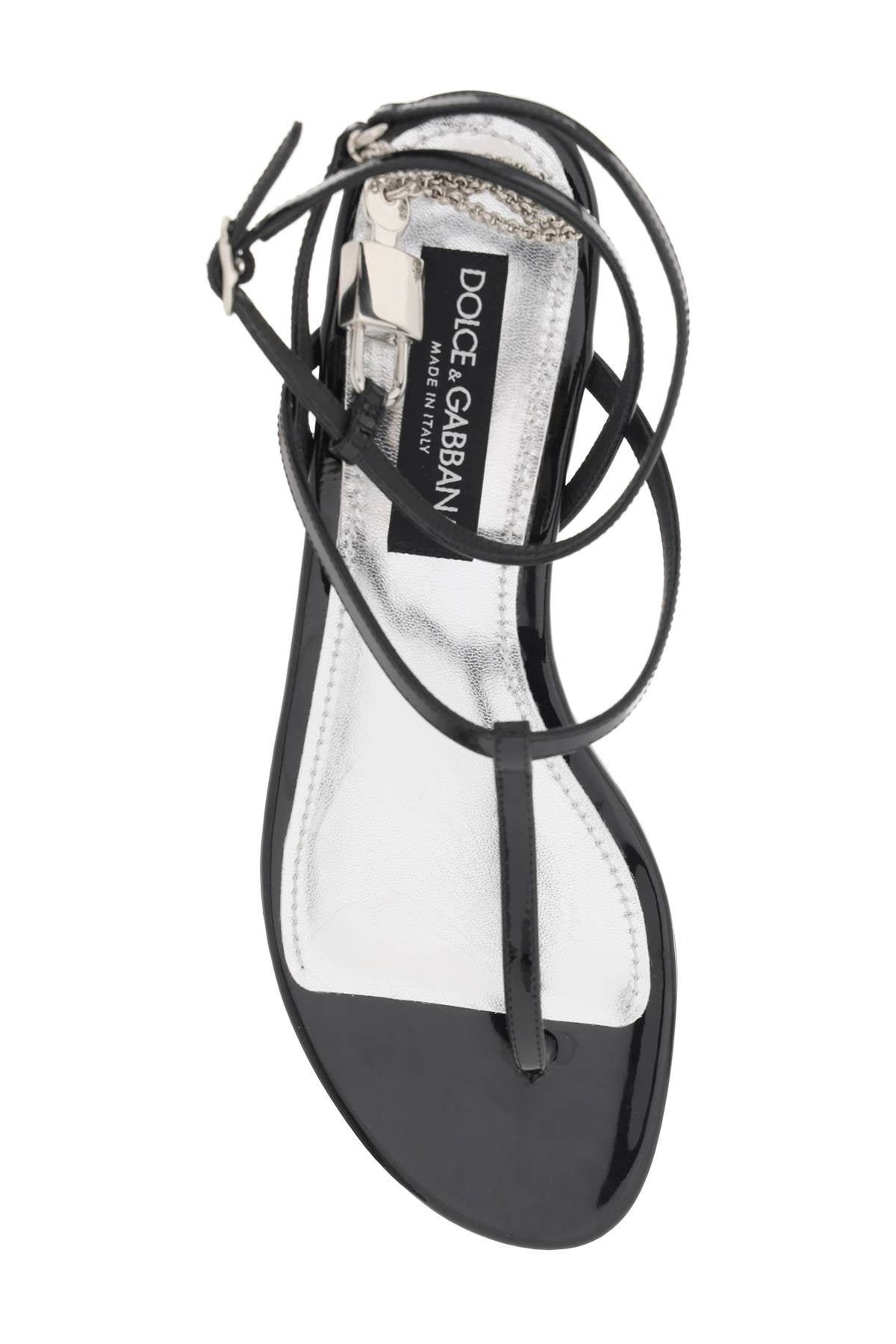 Dolce & Gabbana patent leather thong sandals with padlock image 1