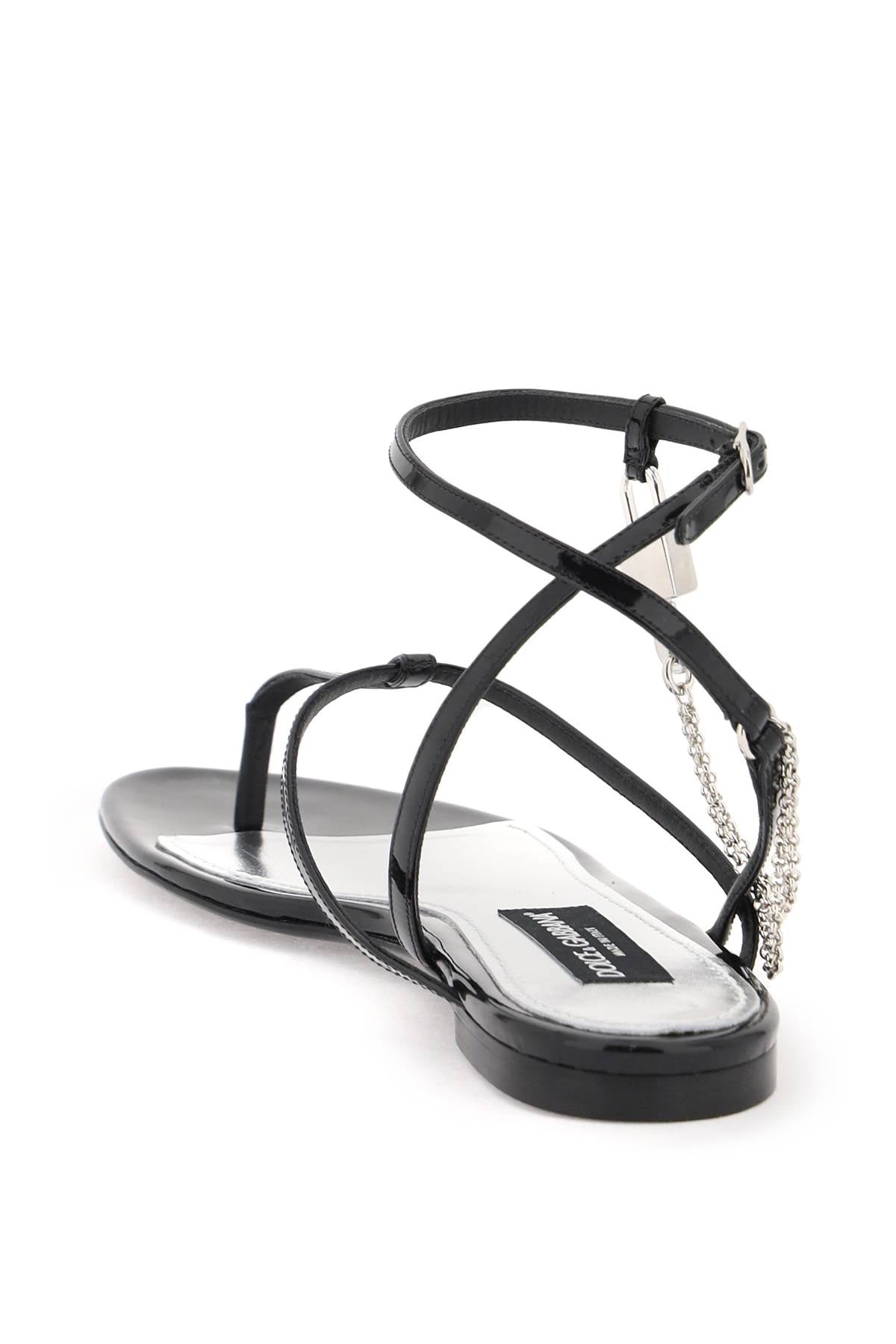 Dolce & Gabbana patent leather thong sandals with padlock image 2