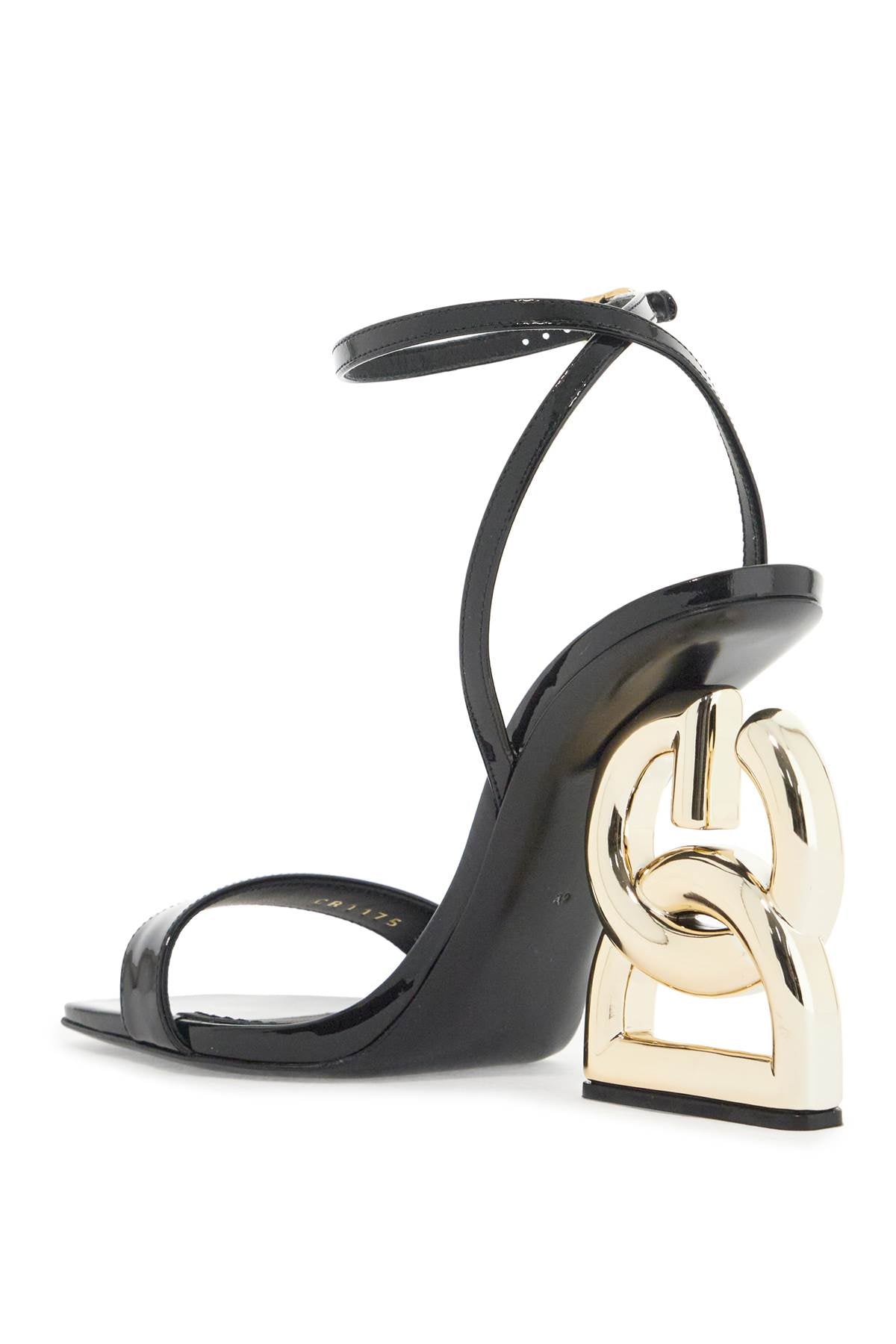 Dolce & Gabbana Women's Patent Leather Sandals with DG Logo Heel image 2