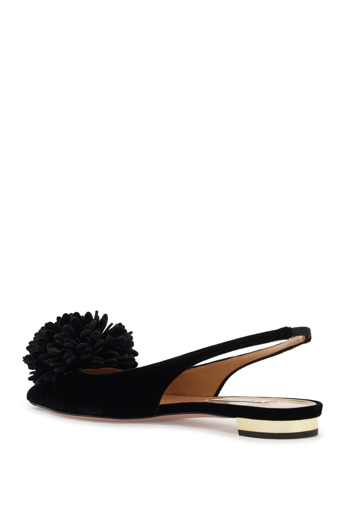 Aquazzura Velvet Slingback Heels with Pom-Pom Detail image 2