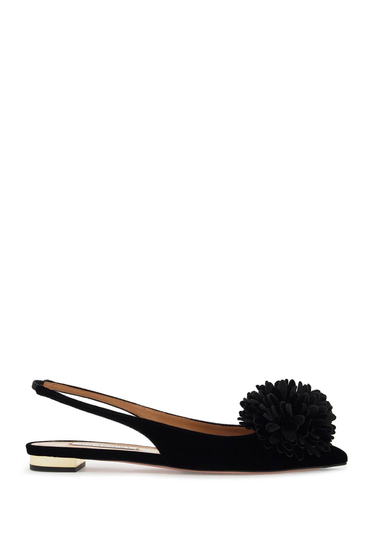 Aquazzura Velvet Slingback Heels with Pom-Pom Detail image 0