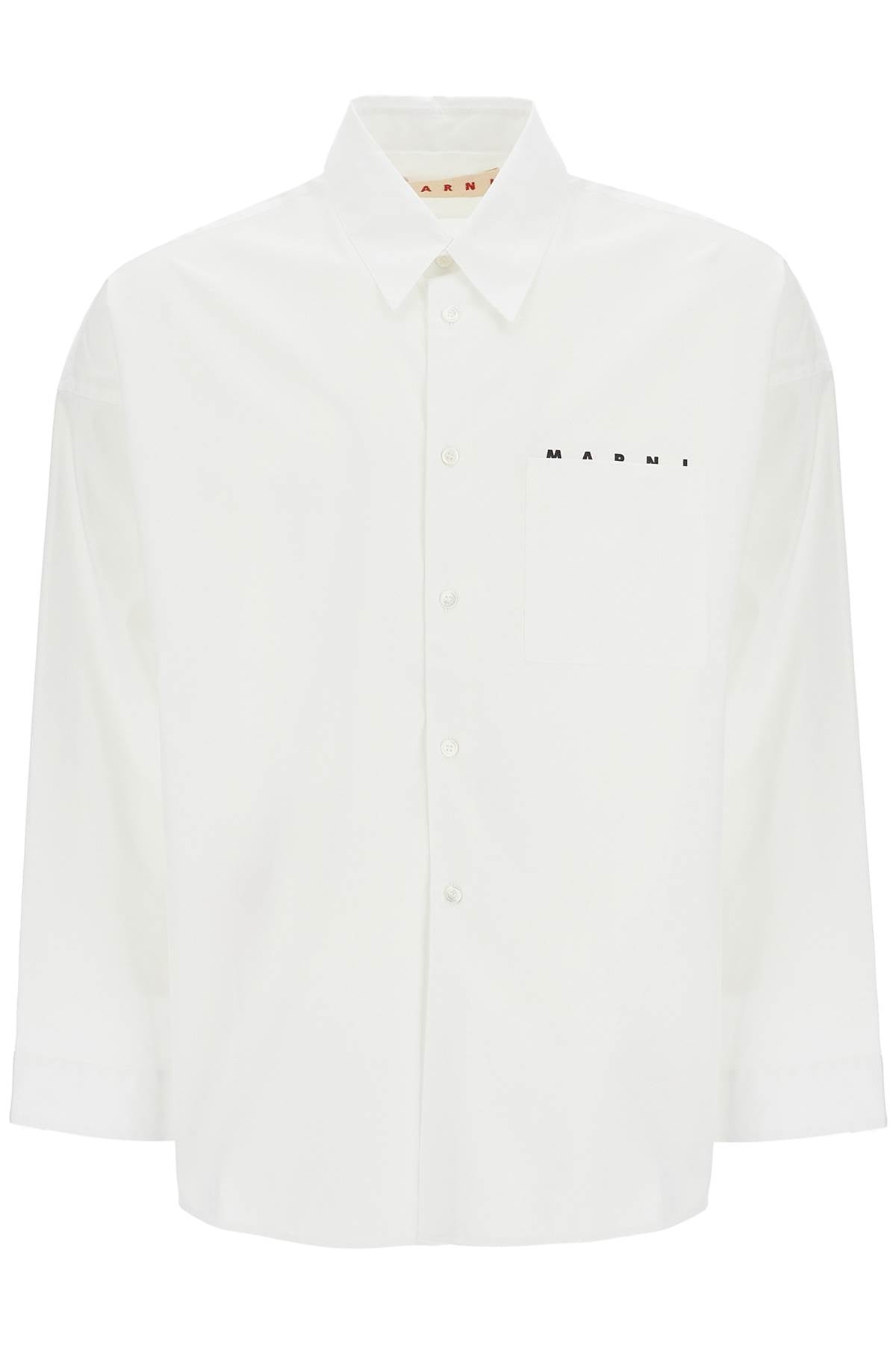 Marni Boxy Organic Cotton Poplin Shirt with Pocket Detail image 0