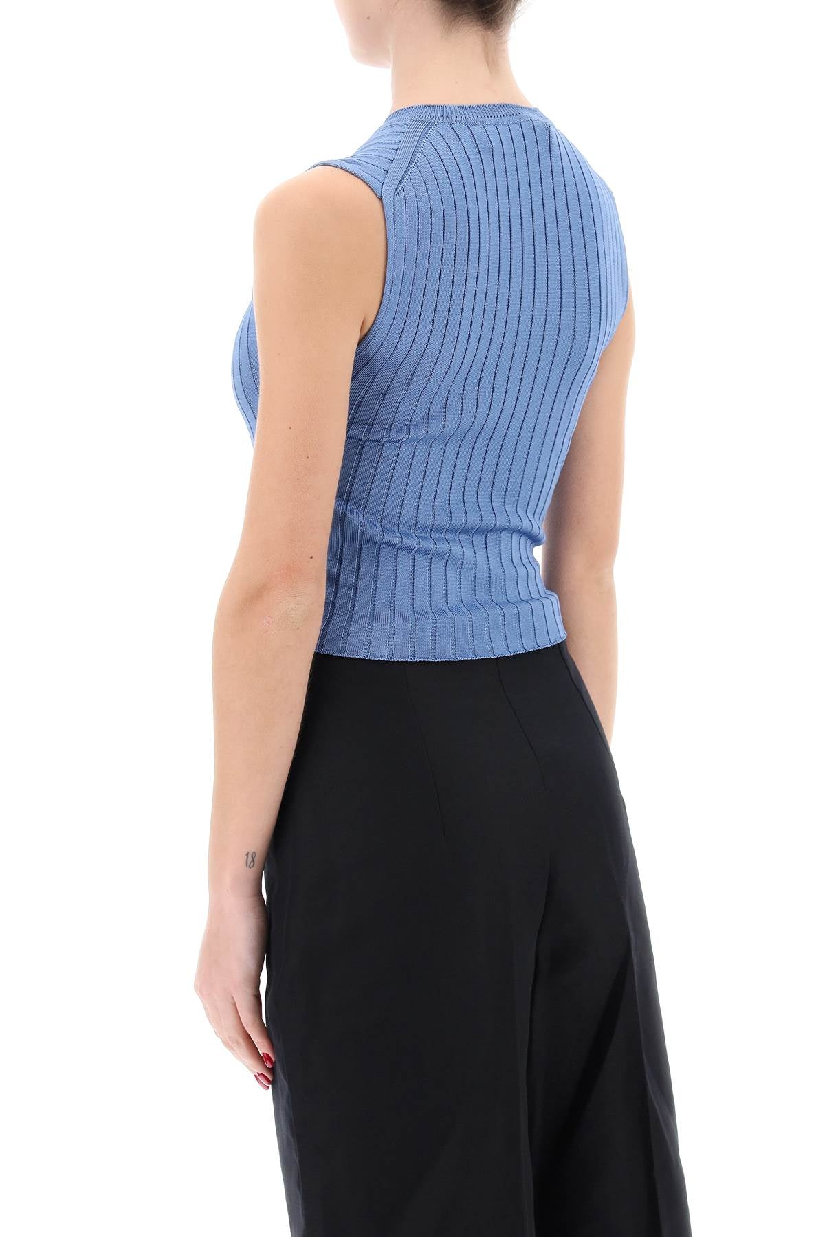 Marni Sleeveless Ribbed Knit Top with Jacquard Logo image 2