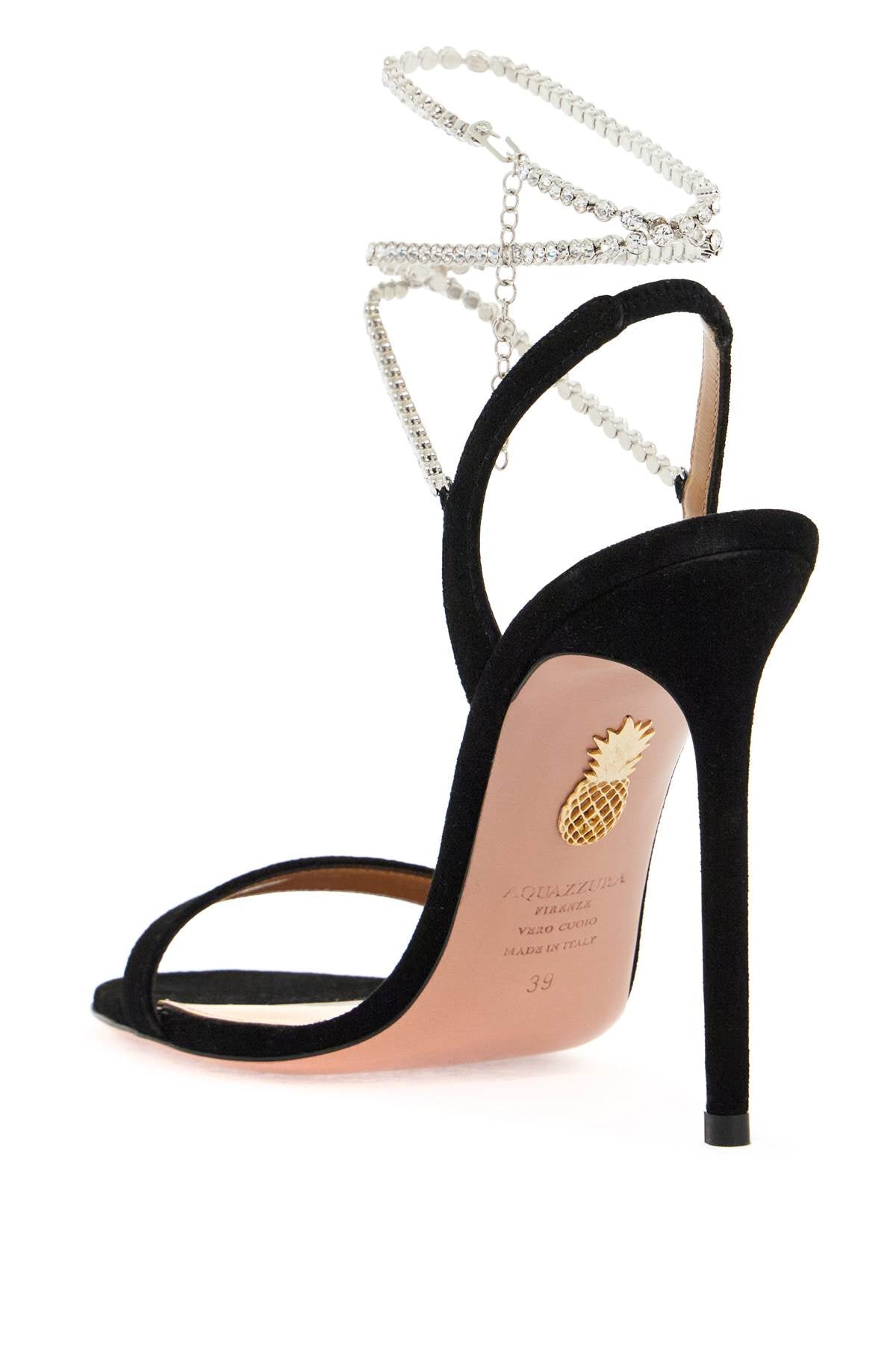 Aquazzura Careless Whisper 105 Suede Sandals with Crystal Ankle Bracelet image 2