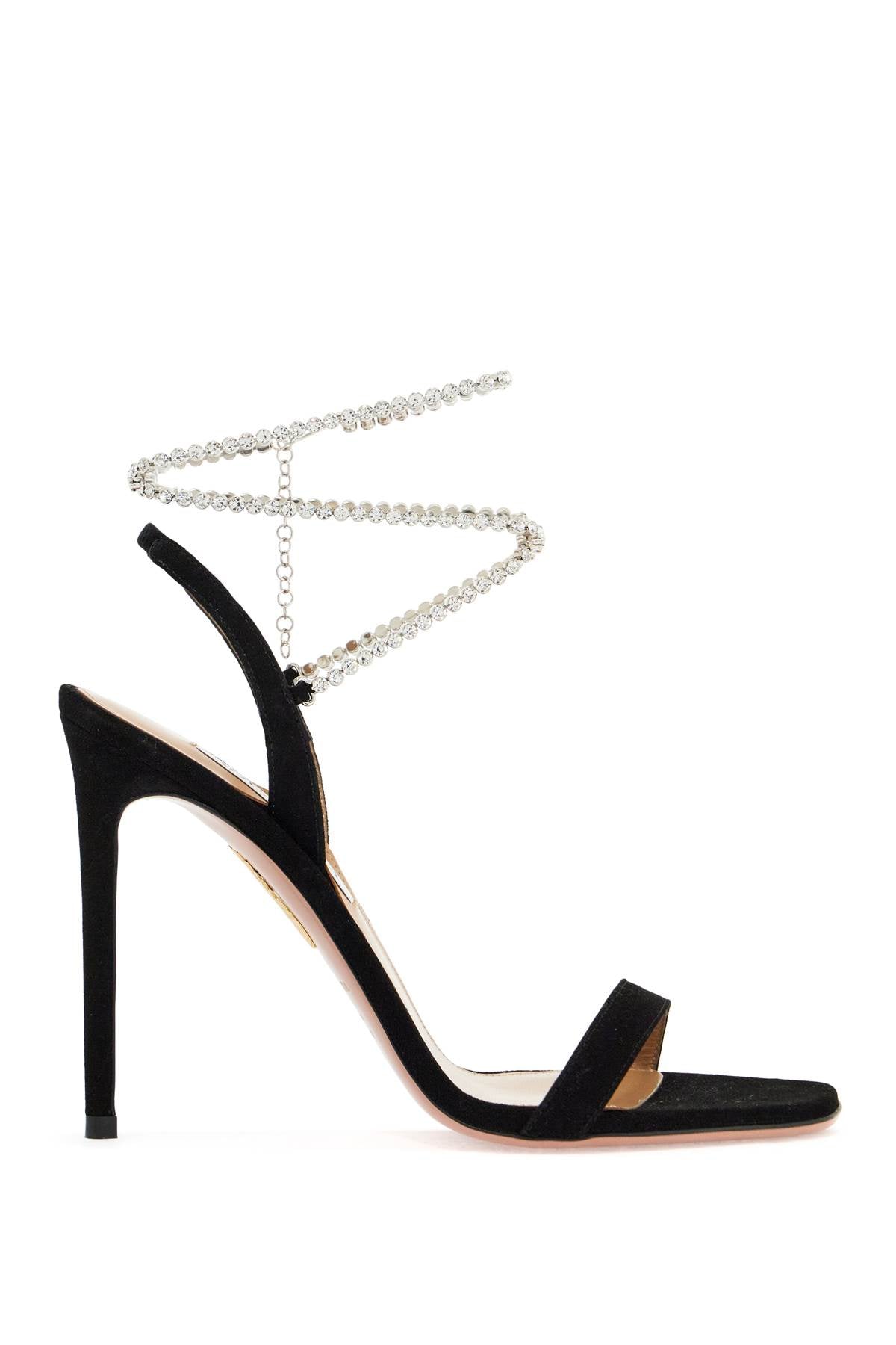 Aquazzura Careless Whisper 105 Suede Sandals with Crystal Ankle Bracelet image 0