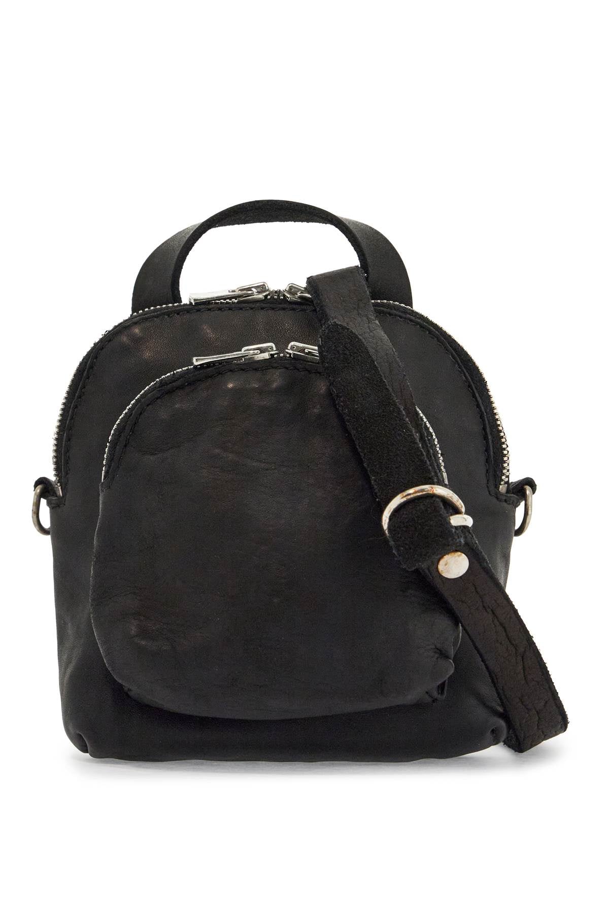 Guidi mini backpack in black horse leather with handle and straps image 0