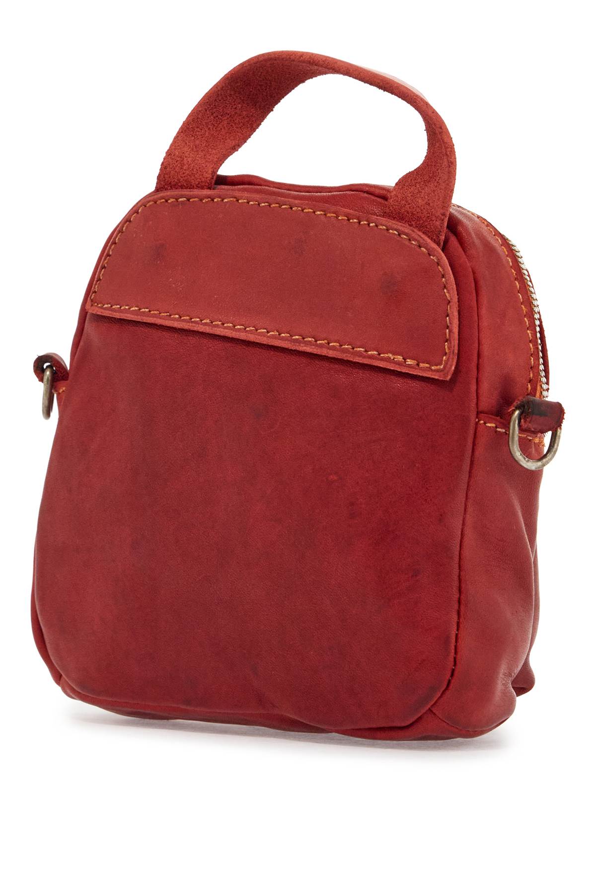 Guidi mini red leather backpack handcrafted with adjustable shoulder strap and front pockets image 1