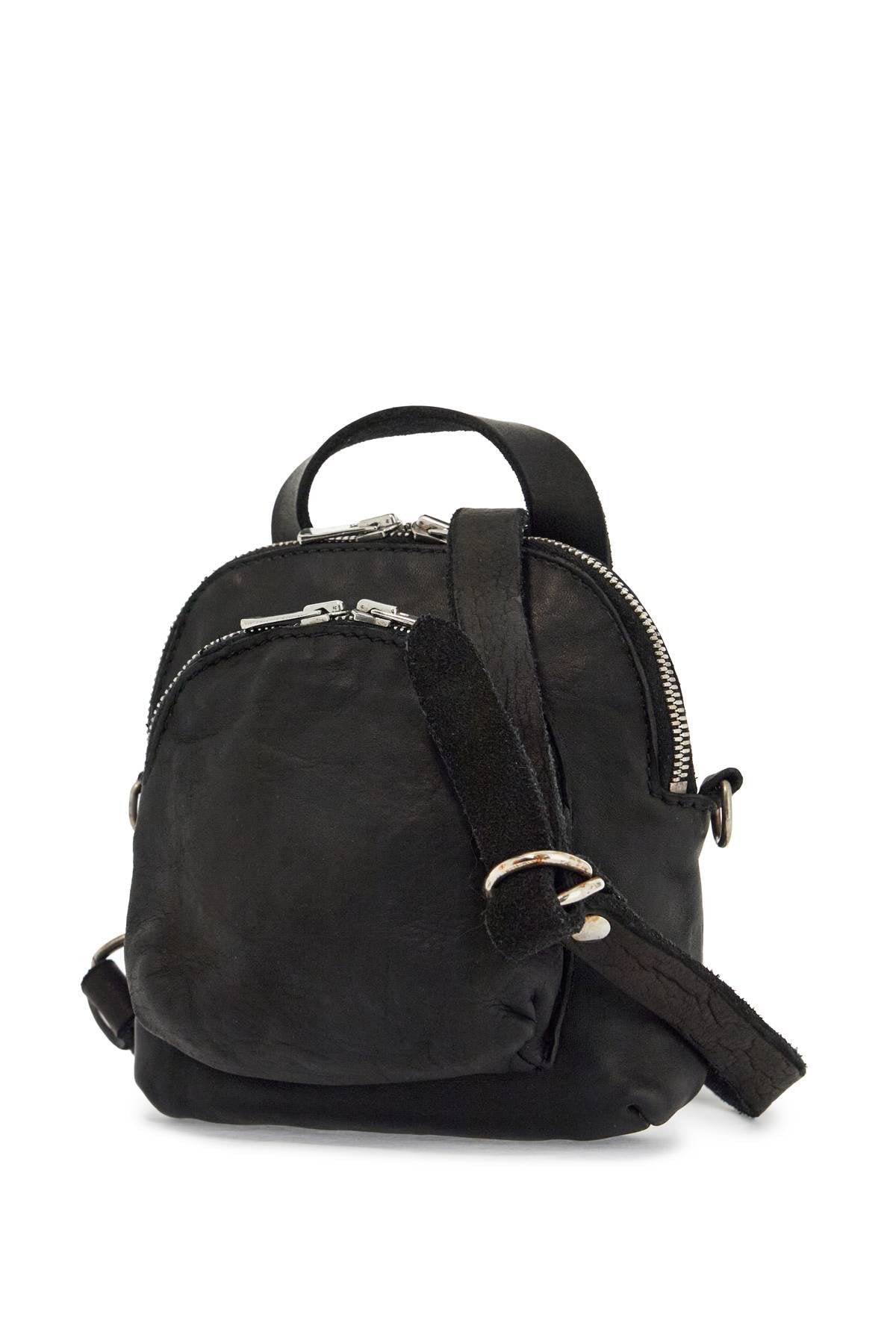 Guidi mini backpack in black horse leather with handle and straps image 2