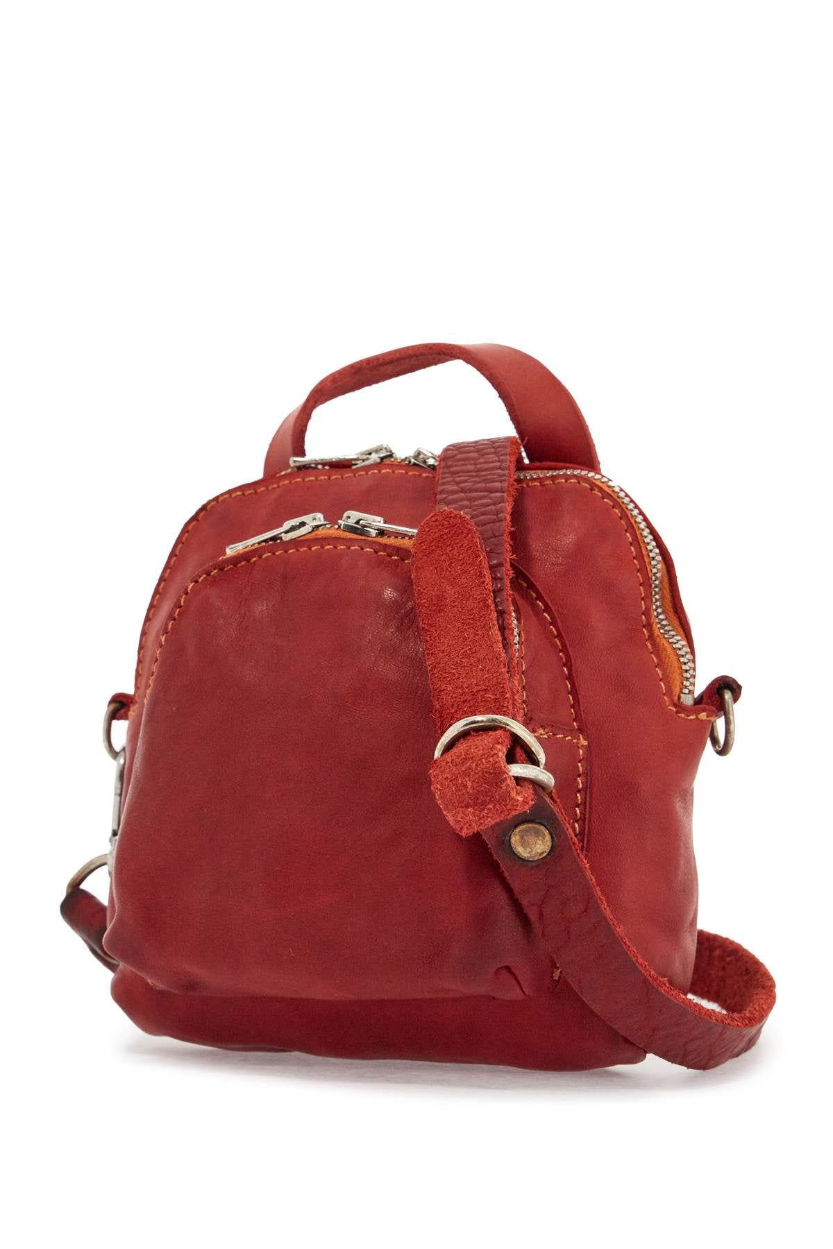 Guidi mini red leather backpack handcrafted with adjustable shoulder strap and front pockets image 2