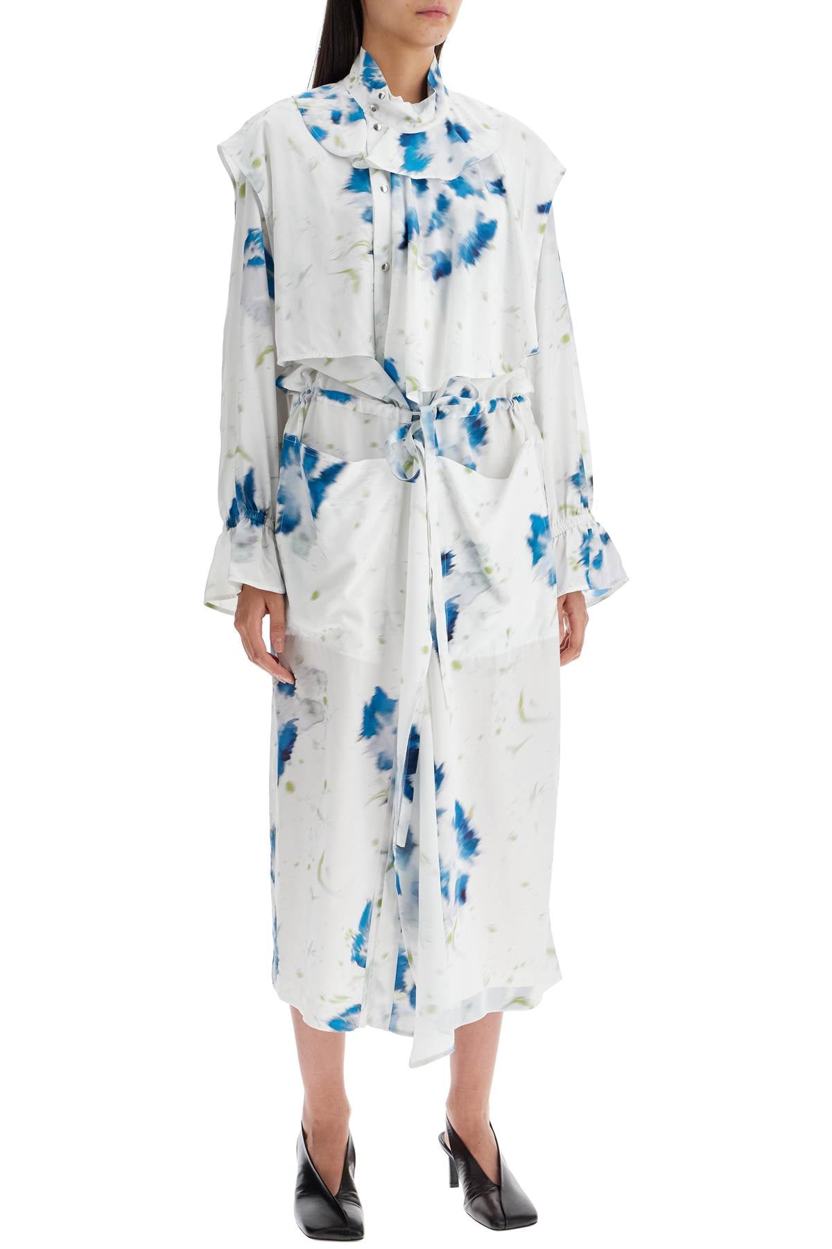 Lemaire Printed Viscose Duster Coat with Cape image 1