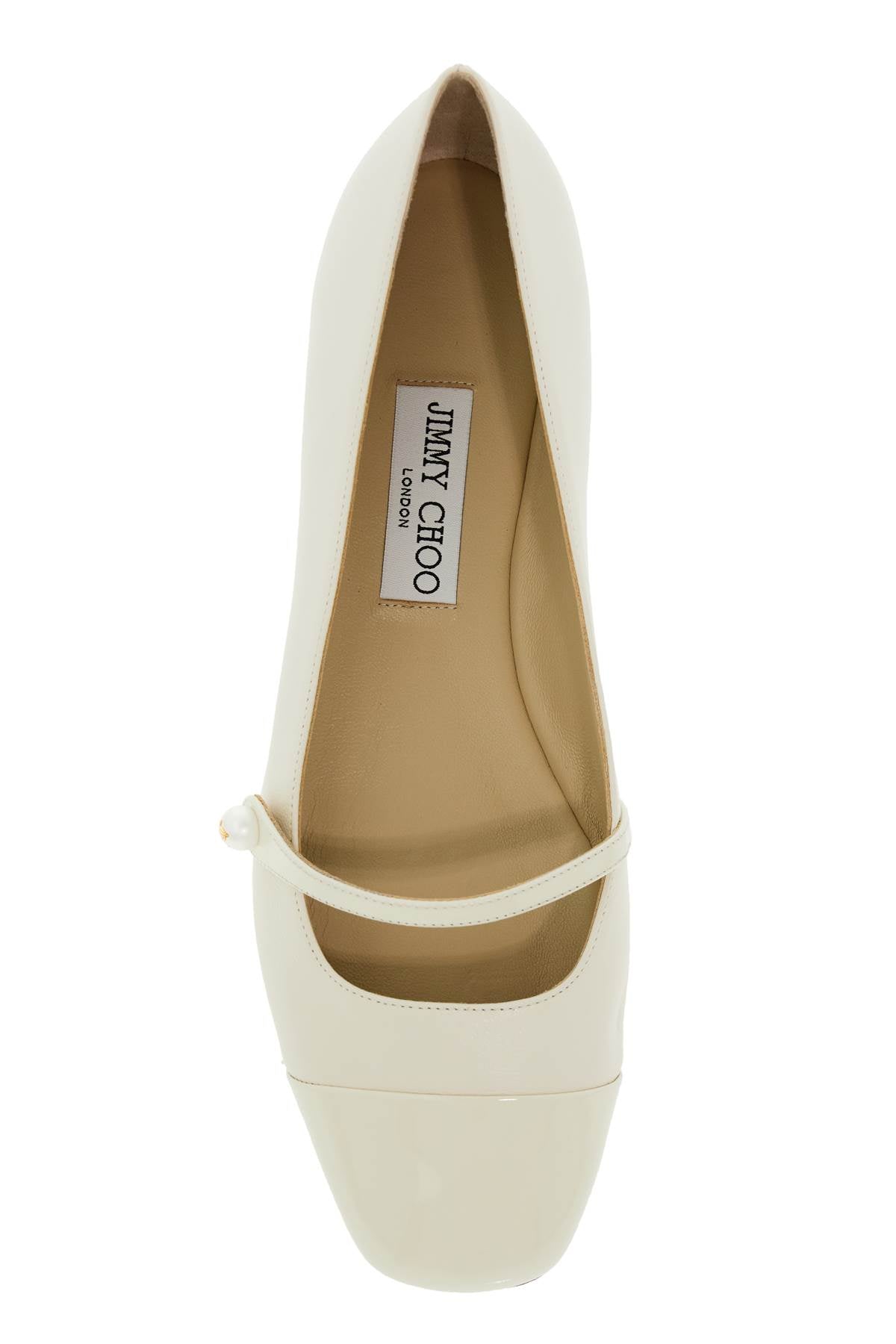 Jimmy Choo Elisa Pointed Toe Leather Ballerina Flats with Pearl Detail image 1