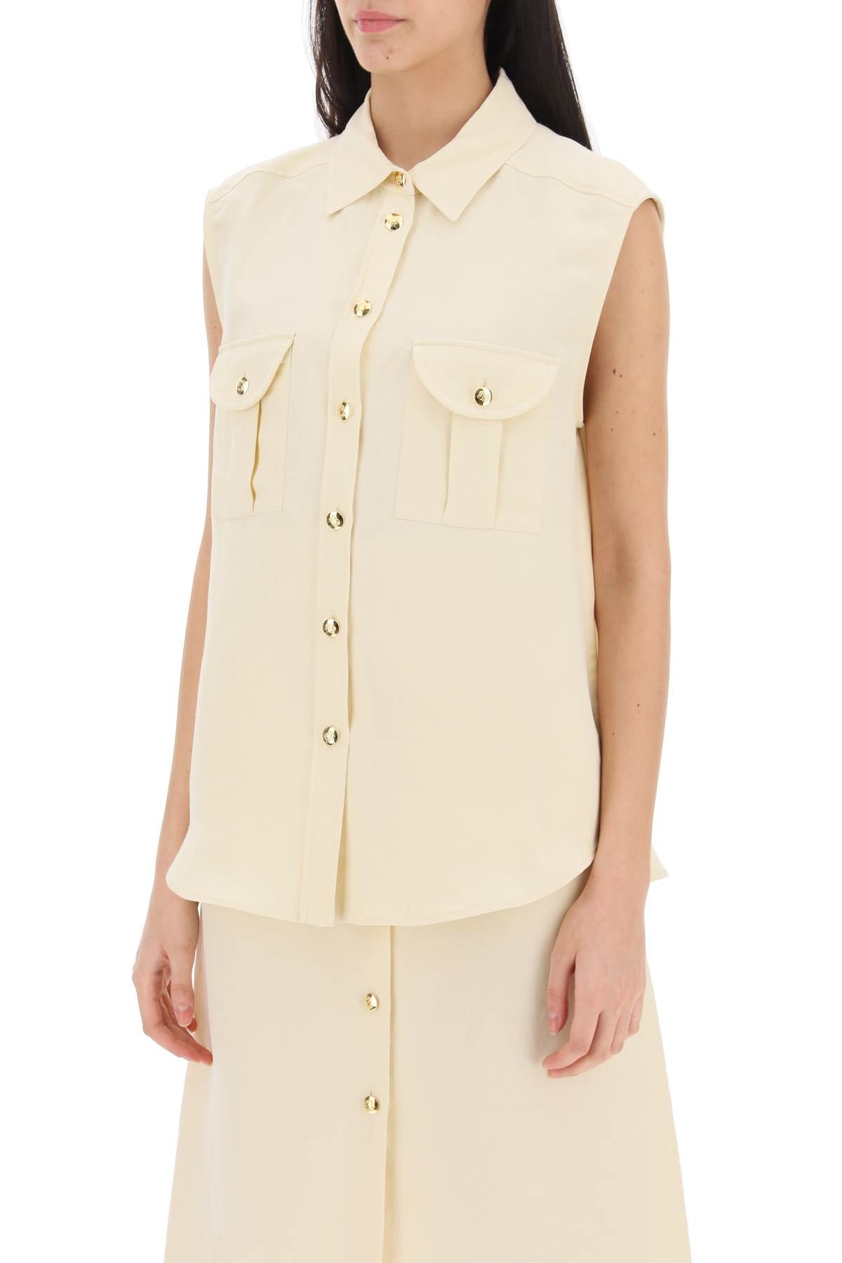 Blazé Milano Savannah Linen and Silk Sleeveless Shirt image 3